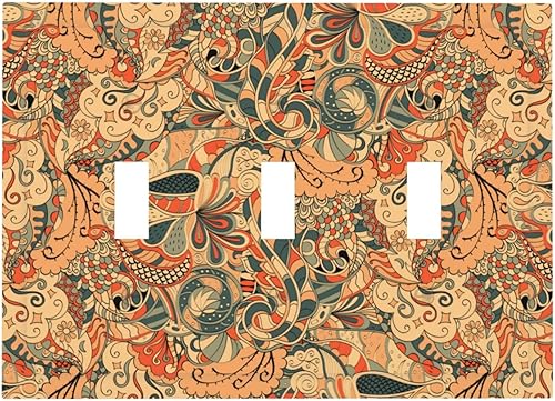 Miniatura 72 de Cubiertas de Interruptor de Luz de Palanca Simple con Diseño Abstracto de Sol Amanecer Retro, Placa Decorativa Arcoíris Atardecer de 1 Gang, Placa