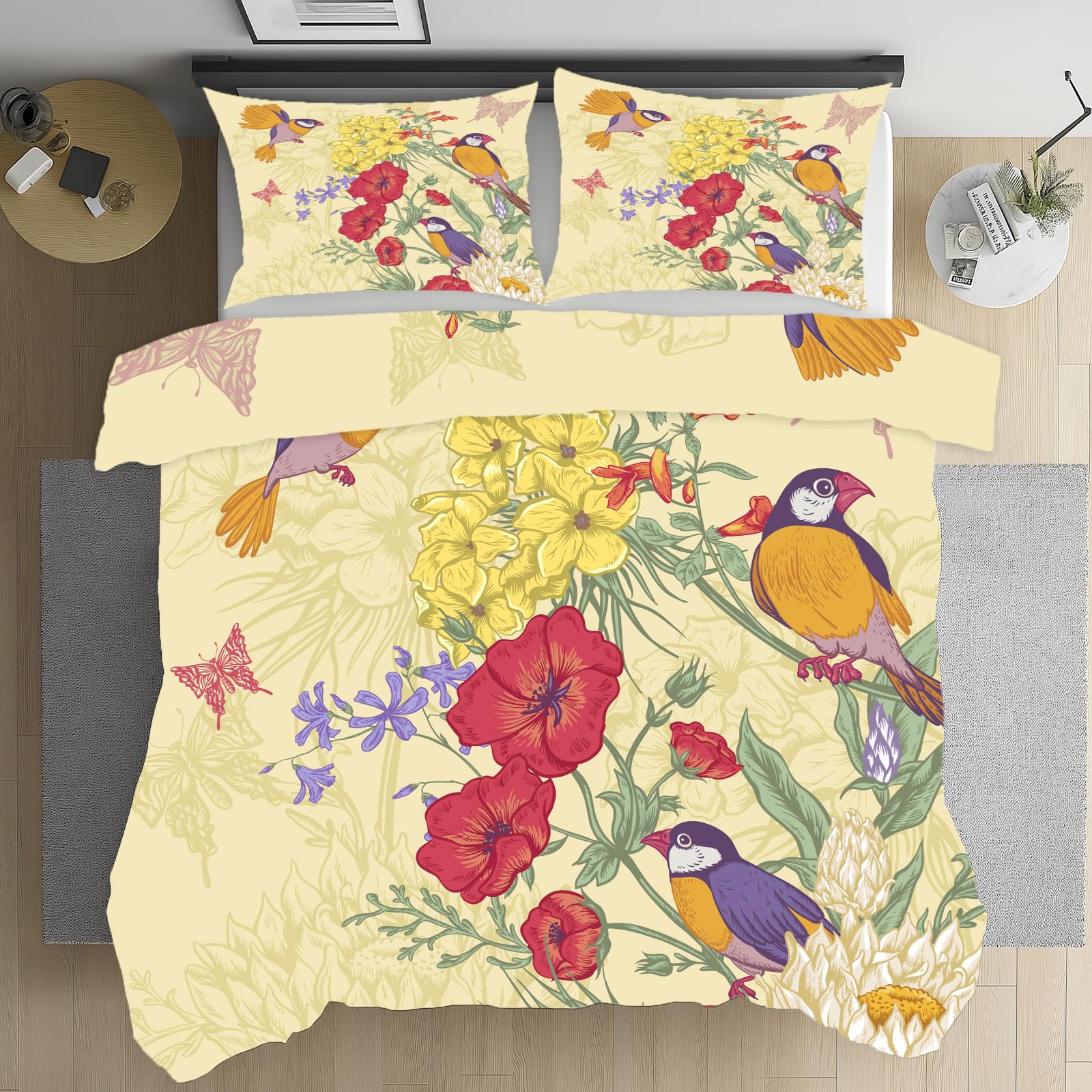 Parure de Lit 1 Personne Motif Naturel Rustique pour des Nuits Douces et Cosy