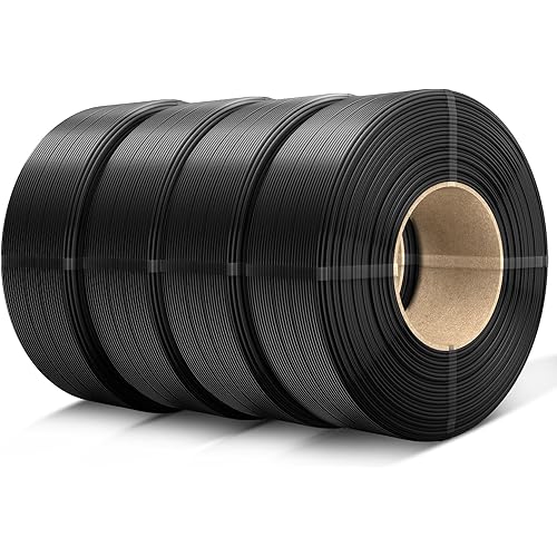 SUNLU Refill PETG Filament 1.75mm, PETG Refill 3D Printer Filament, Suitable for Bambu Lab Filament and SUNLU Reusable spools, Dimensional Accuracy +/- 0.02 mm, 1kg per Spool, 4 Pack, 4 Black