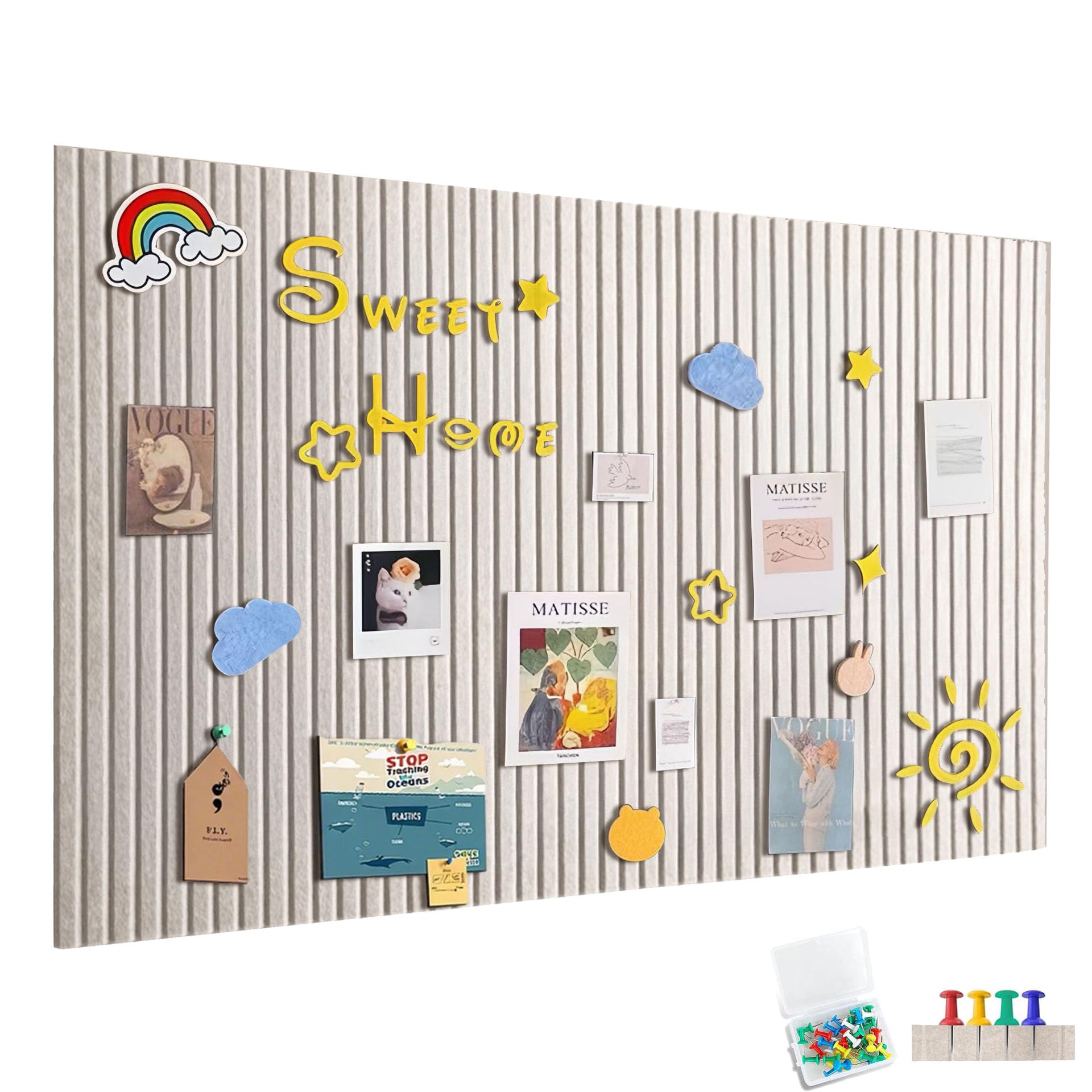 90x60cm Große Filz Pinnwand Selbstklebend, Filzboard Memotafeln Memo Boards mit 30 Pinnnadeln Bulletin Board Wanddekoration für Büro Küche, Fotos Memos,helles Kamel