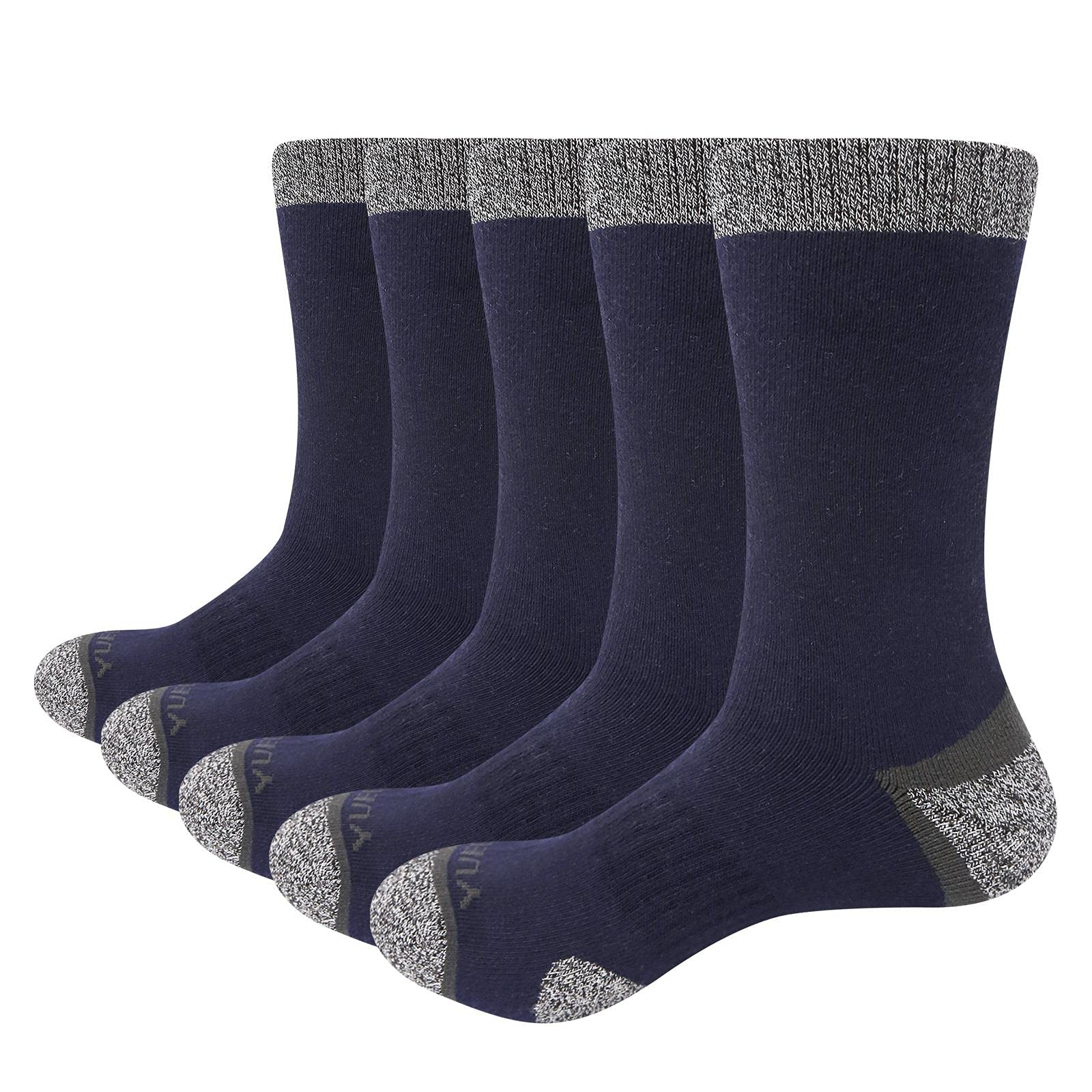 UKKO Calcetines de Hombre Hombres 5 Pares Negro Invierno Cómodo Grueso Cojín De Algodón Confort Calcetines Transpirables-1808Mix,L(Men 6.5-9.5 Us)