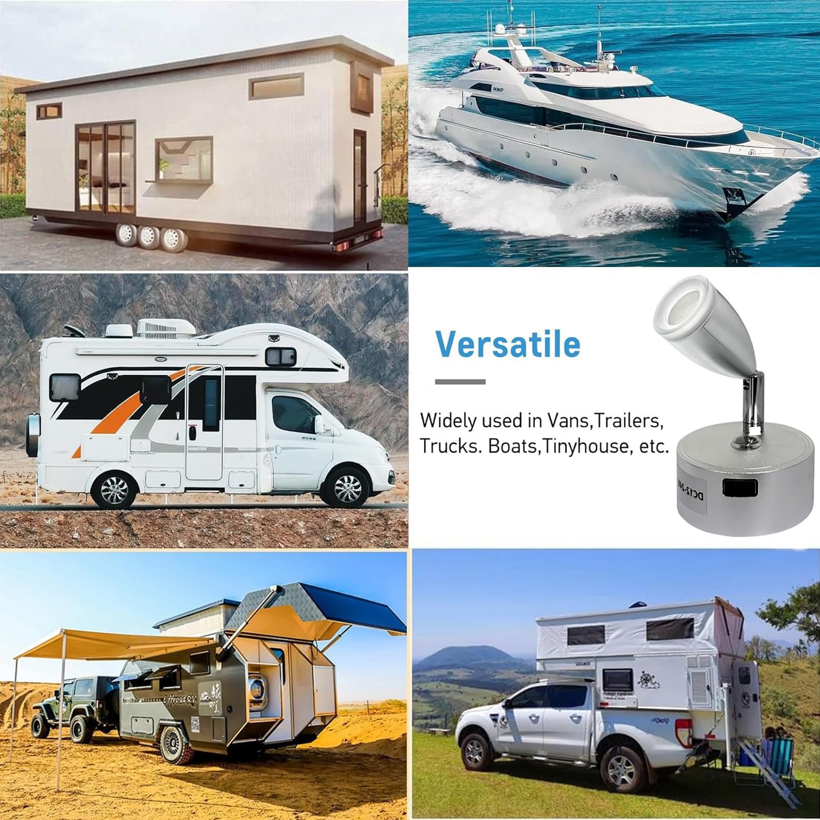 12v Led Lampes Camping-car, 12v Lampe de Lecture Lit, 3 Températures de Couleur, 3w, Variateur Tactile, DC 12-24v Led Spot, éclairage pour Camping car/Voiture/Caravane/Bateau(2 Pièces)