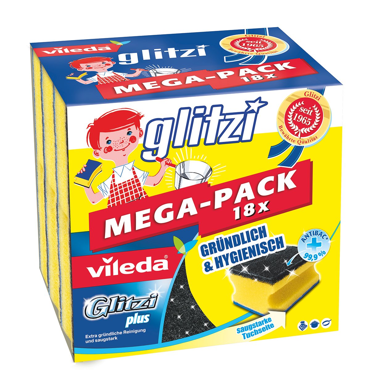 Vileda Glitzi Plus Schwamm, 6er Pack (6 x 18 Stück)