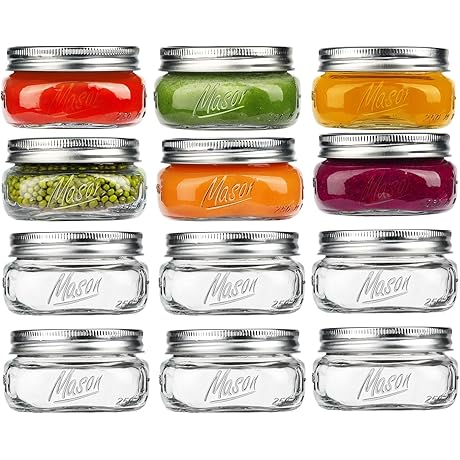8 Oz Canning Jars 12 Pack with Lids and Bands