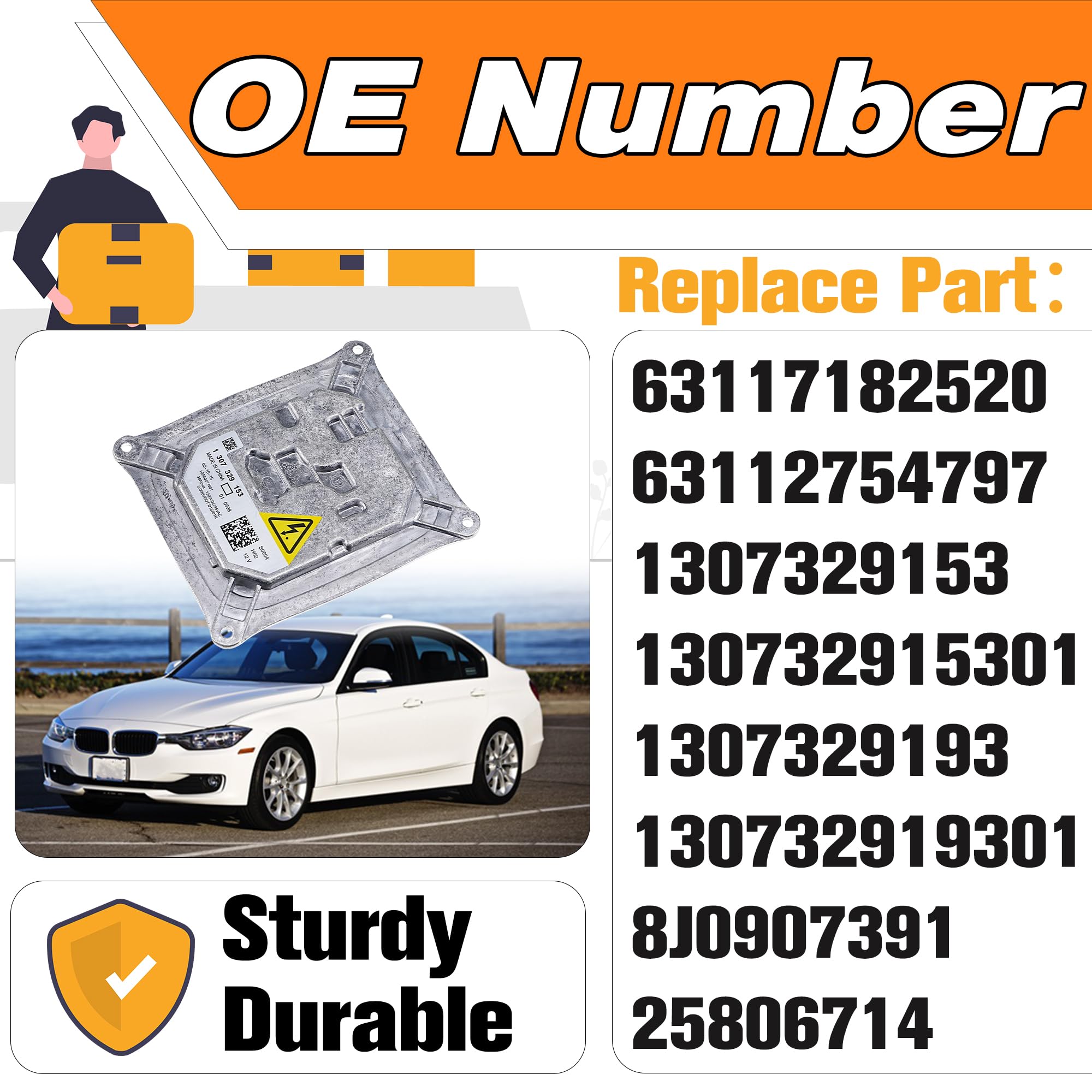 Xenon HID Headlight Ballast,Xenon HID Ballast Headlight Control Unit Module Compatible for E92 E93 328i M3 X3 X5 TT R8 Mini 2007-2013.Replace#130732915301 - Image 3
