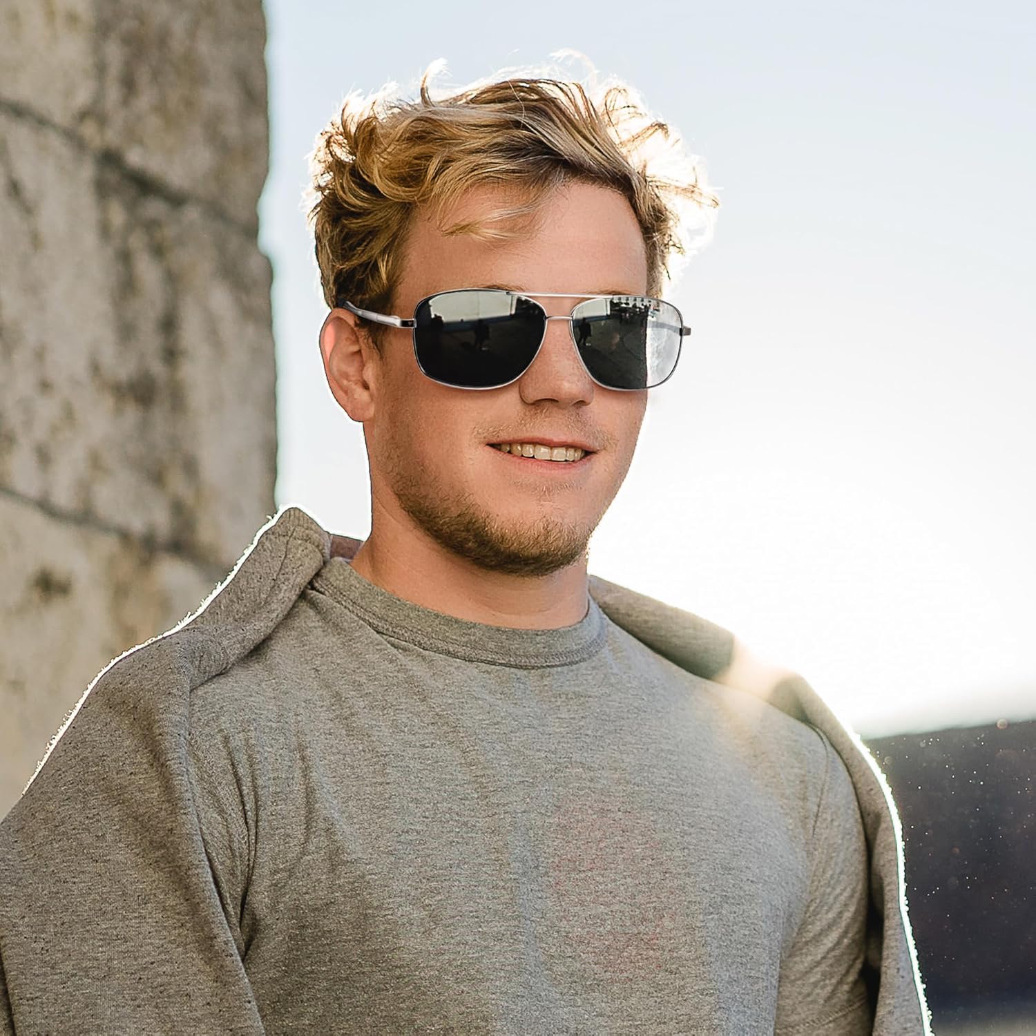 URUMQI Polarized Aviator Sunglasses for Men Women, UV400 Protection Lens, Ultra Lightweight Pilot Sun Glasses - Image 2