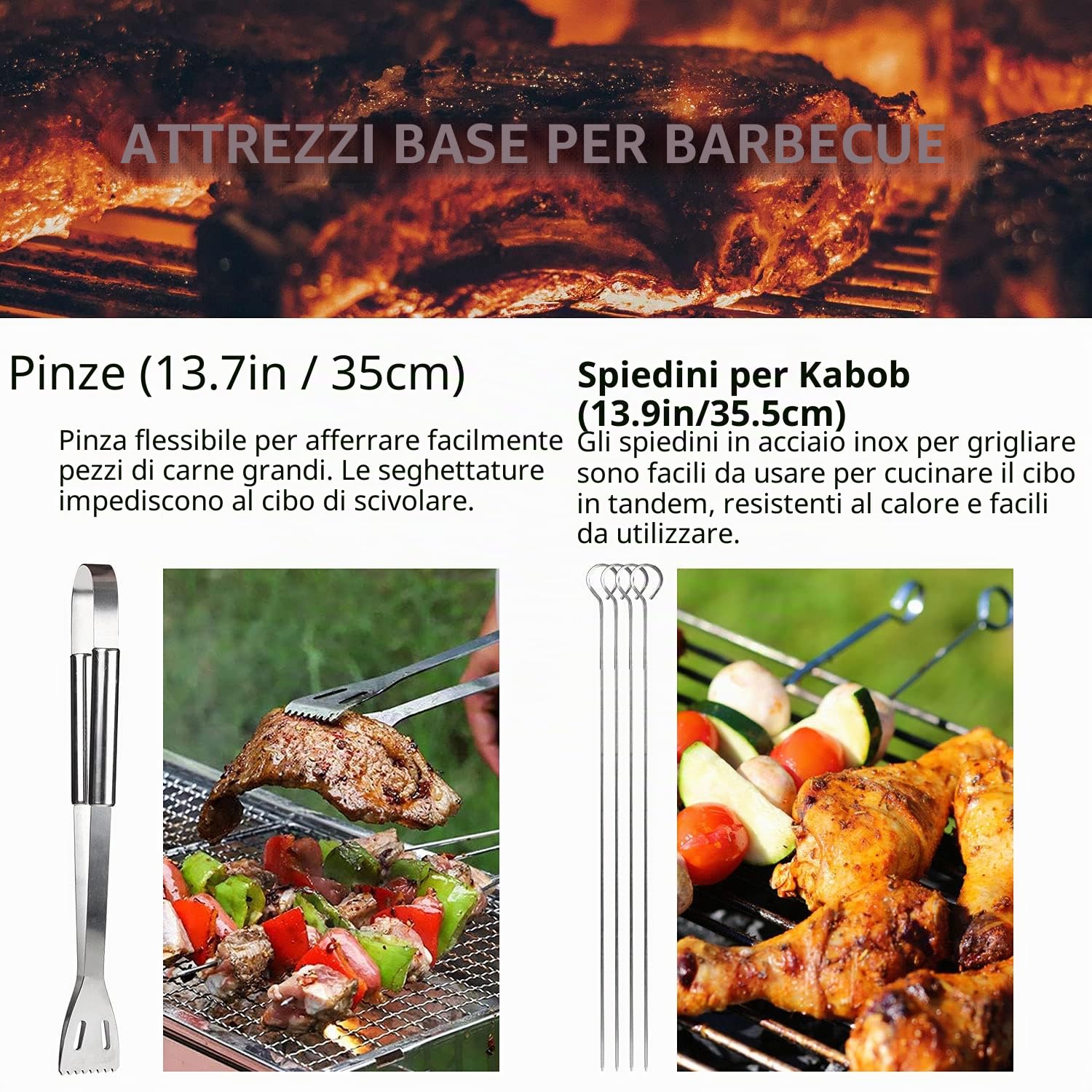 Set di Utensili da Barbecue, In Acciaio Inox, Accessori Professionali per Barbecue, con Borsa Facile da Trasportare (9 PCS)