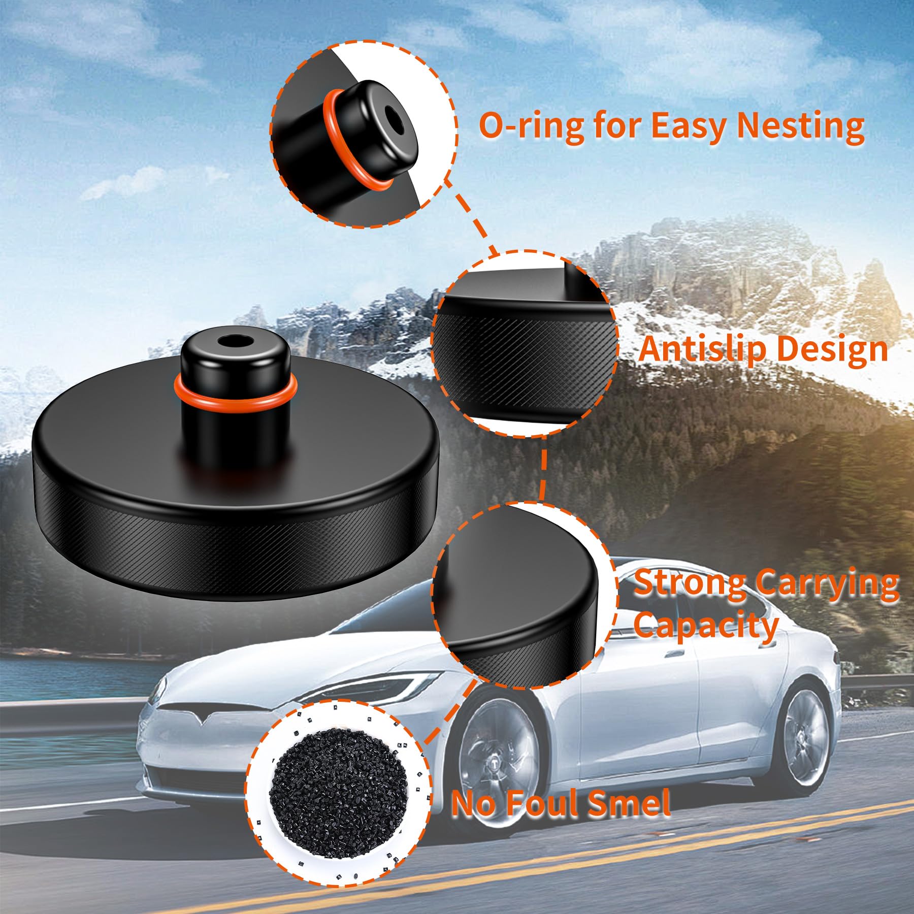 BIXUAN Lot de 4 patins en caoutchouc compatibles avec Tesla Model 3 Y X S - Cric roulant - Carrosserie en caoutchouc pour chariot Tesla - Adaptateur - Outils de levage - Châssis