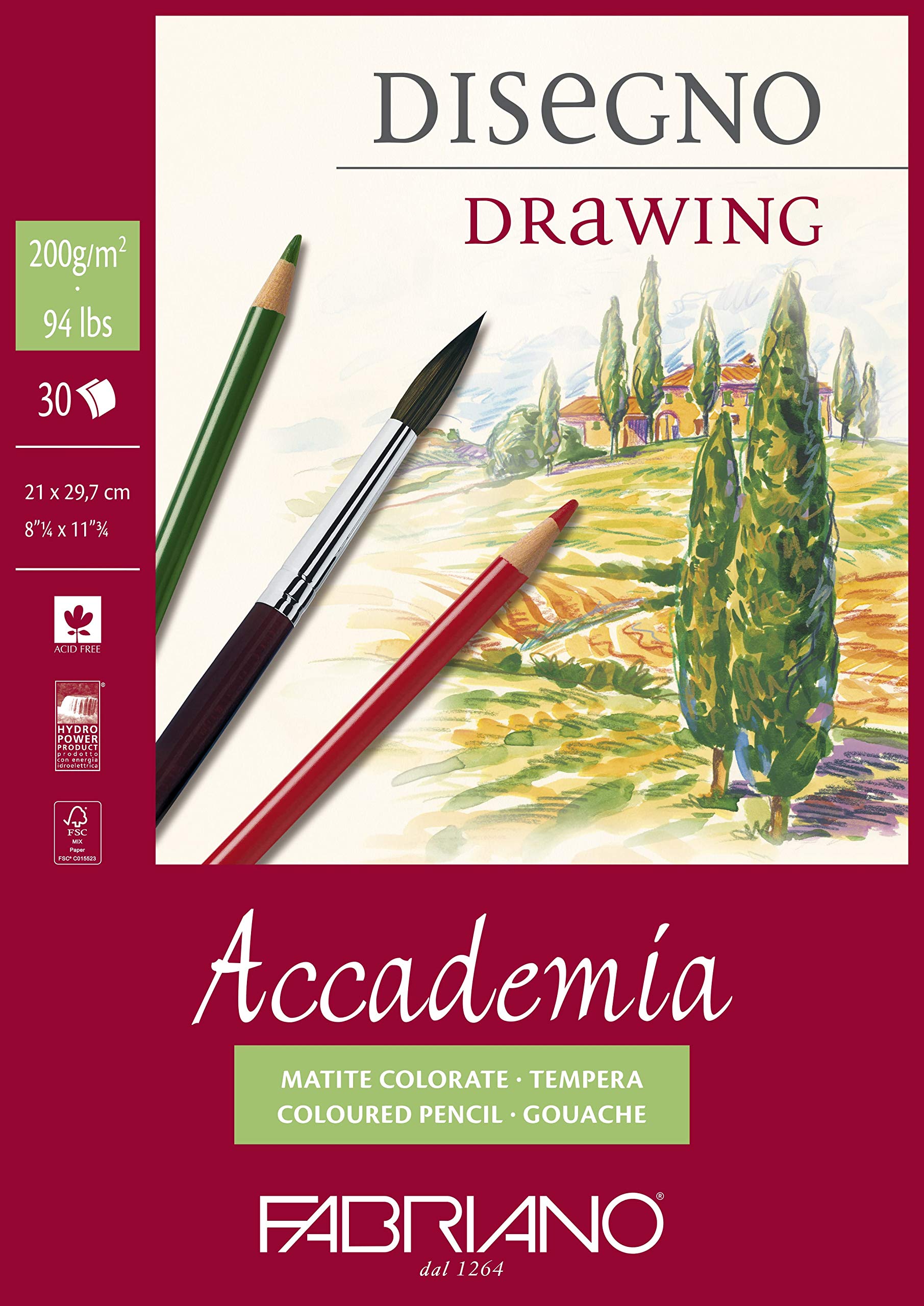 Fabriano Accademia Sketch Paper Pad - 50 Sheets A4 120gsm White Drawing Paper