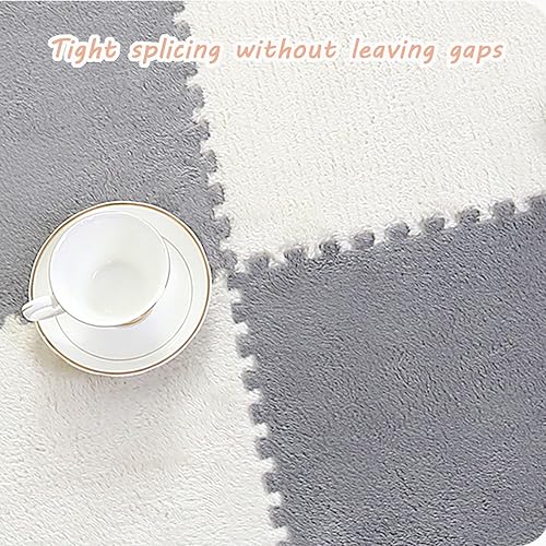 Miniatura 5 de 10 azulejos de alfombra entrelazados, baldosas de espuma de felpa de 12 x 12 pulgadas, tapete cuadrado esponjoso de juego, tapete de yoga para