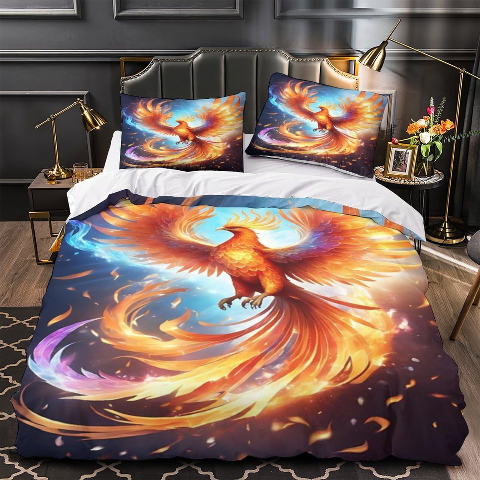 Housse de couette Phénix 220x240cm avec 2 taies d'oreiller pour lit King