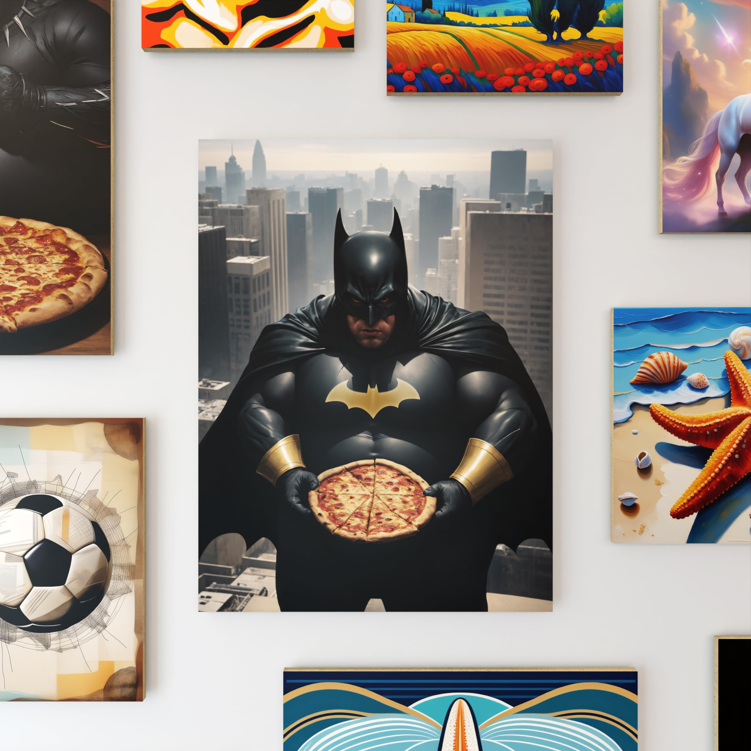 emmena - Batman Pizza Time Wooden Painting - 30 x 40 cm