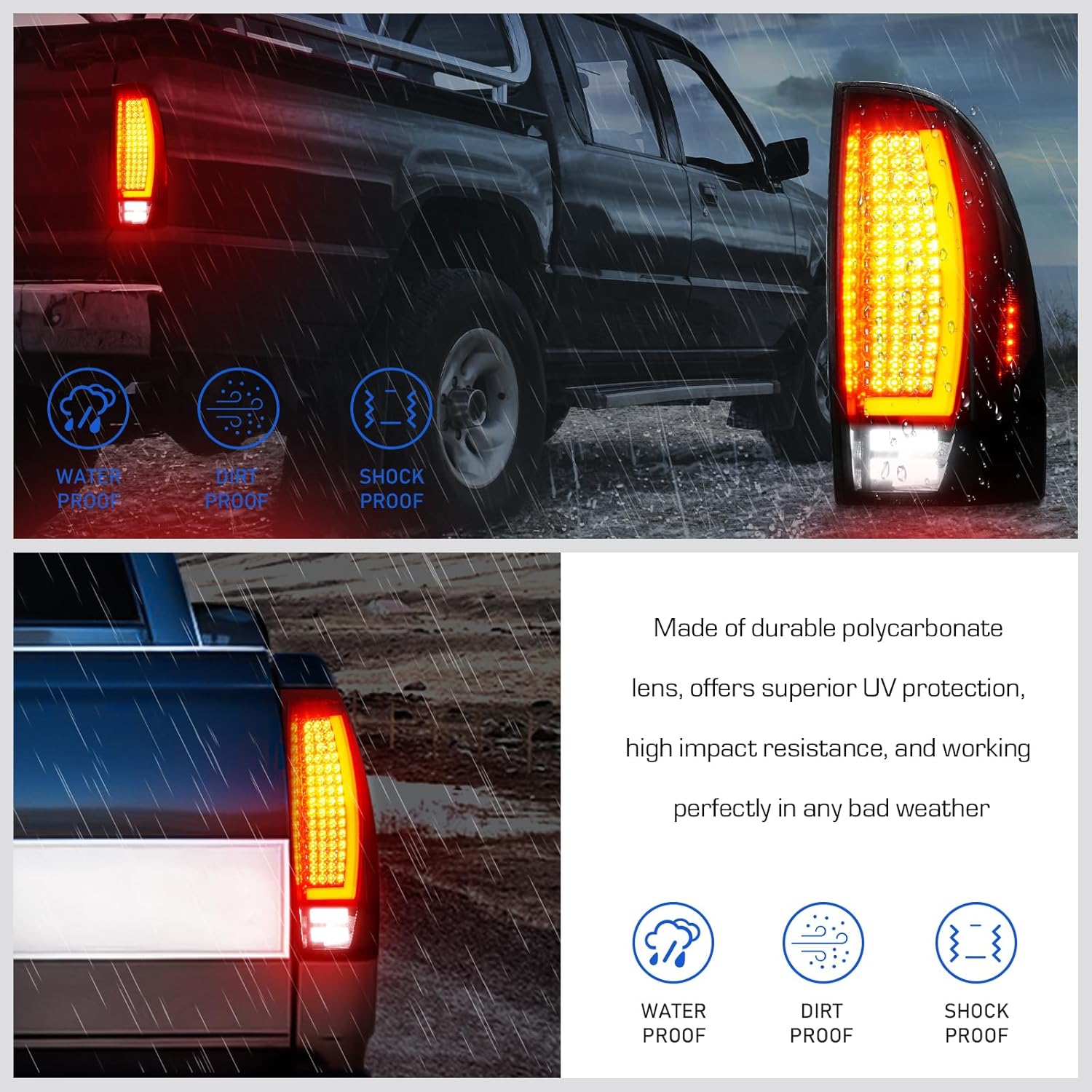 LED Tail Light for Toyota Tacoma 2005-2015, Rear Brake Lamp Taillight Assembly, Smoke Lens