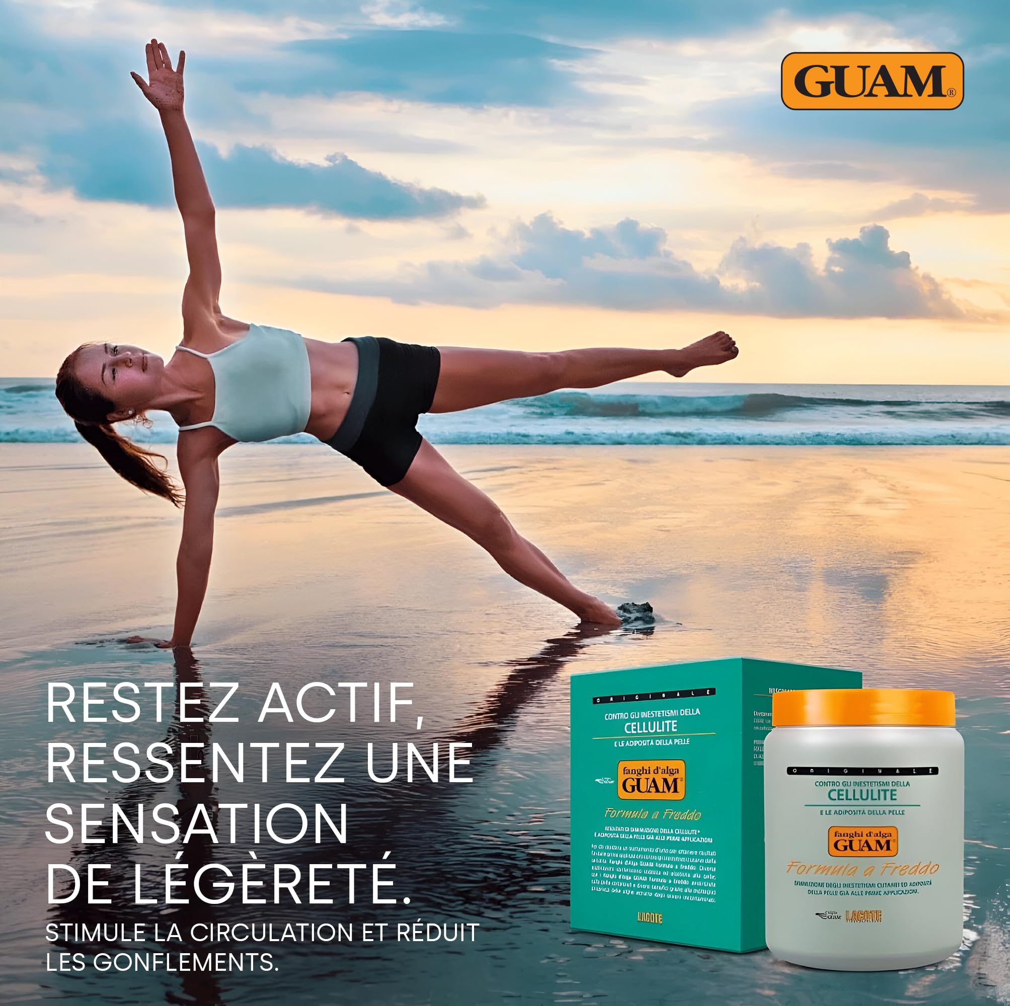 GUAM Boue d’algues 1kg Anti-cellulite Argile Raffermissante au Menthol Effet Froid Tonifie la Peau