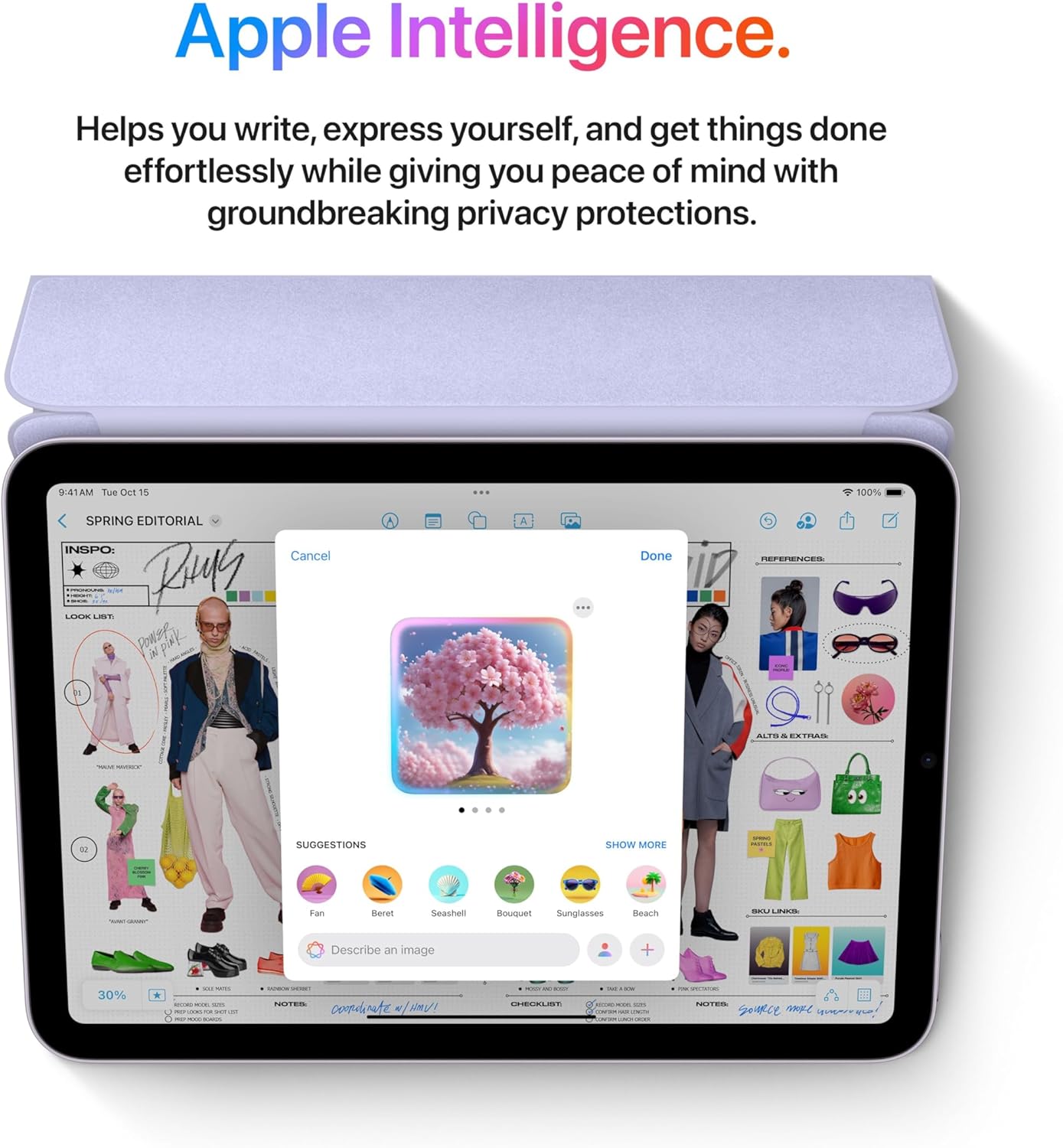 Apple iPad mini (A17 Pro): Apple Intelligence, 8.3-inch Liquid Retina Display, 256GB, Wi-Fi 6E + 5G Cellular, 12MP Front/12MP Back Camera, Touch ID with AppleCare+ (2 Years) — Purple