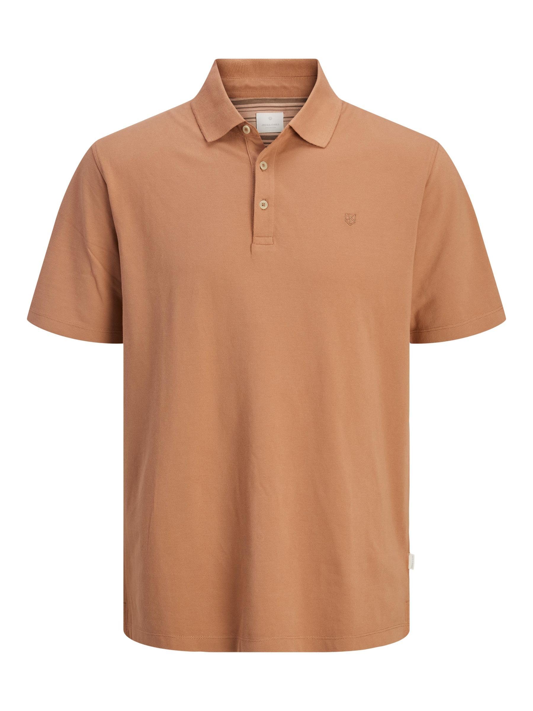 JACK & JONES Male Polo Shirt Plain Shirt Collar Polo Shirt, Sunburn., M