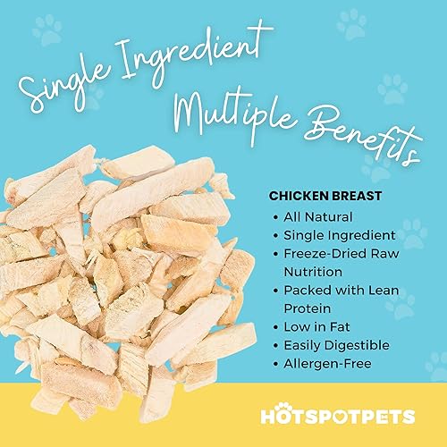 Miniatura 2 de hotspot pets Golosinas de pollo liofilizadas para gatos y perros, pechuga de pollo sin granos de un solo ingrediente, totalmente natural, perfecta