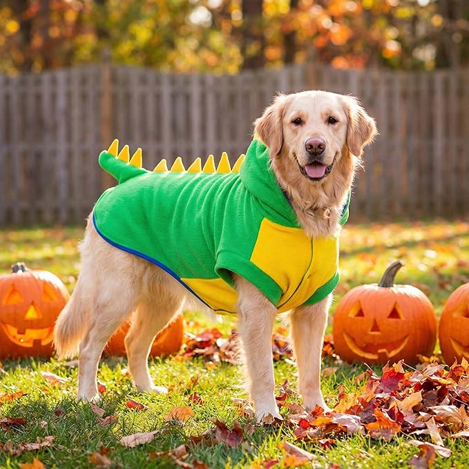 Disfraz de Dinosaurio para Perro Grande FLAdorepet Talla 8XL Verde miniatura 2