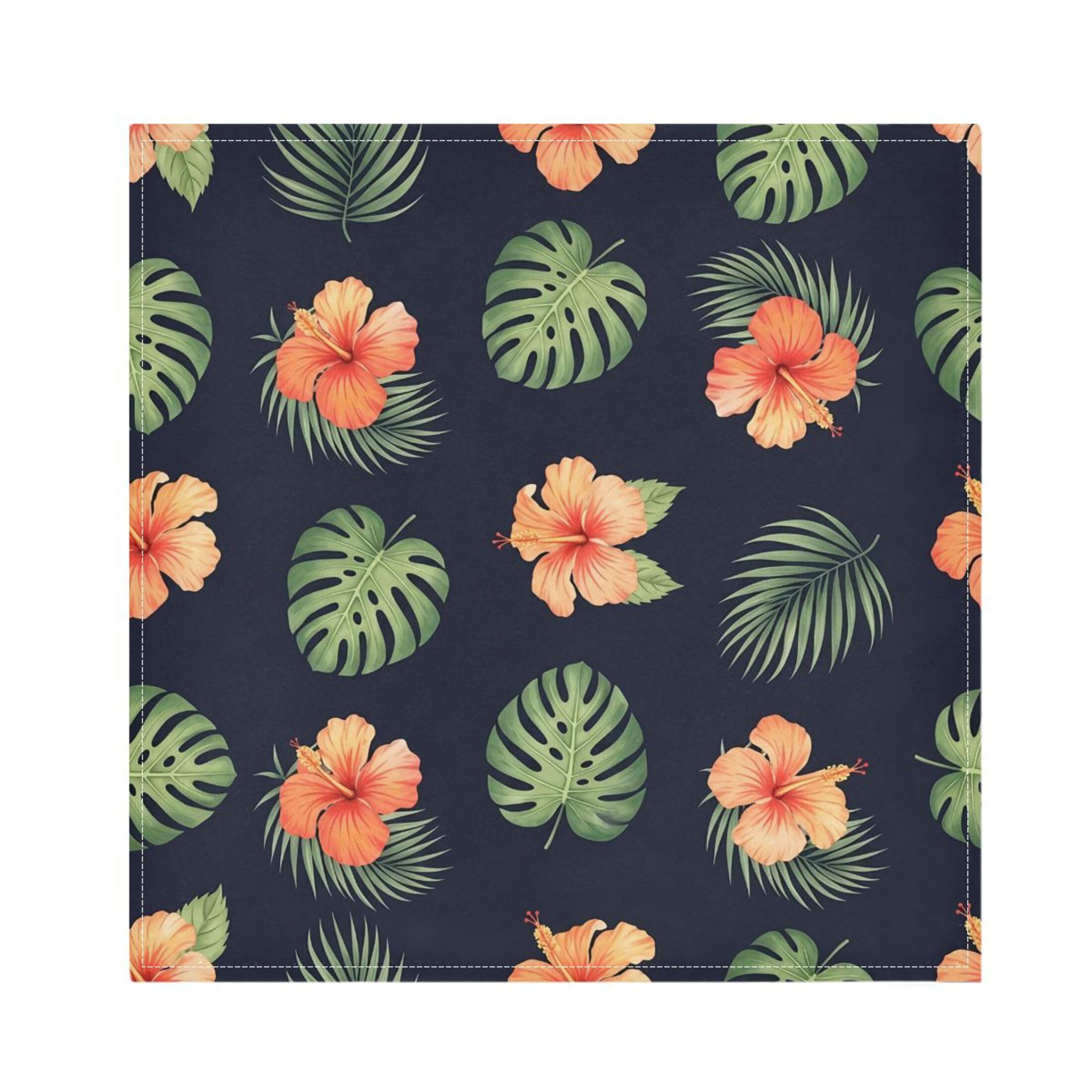 Fuauuyl Cloth Napkins Set of 4 Hibiscus Monstera Leaves Dinner Napkins 20x20 in, Washable & Reusable Fabric Table Napkin for Dining Parties Holiday, Eco-Friendly