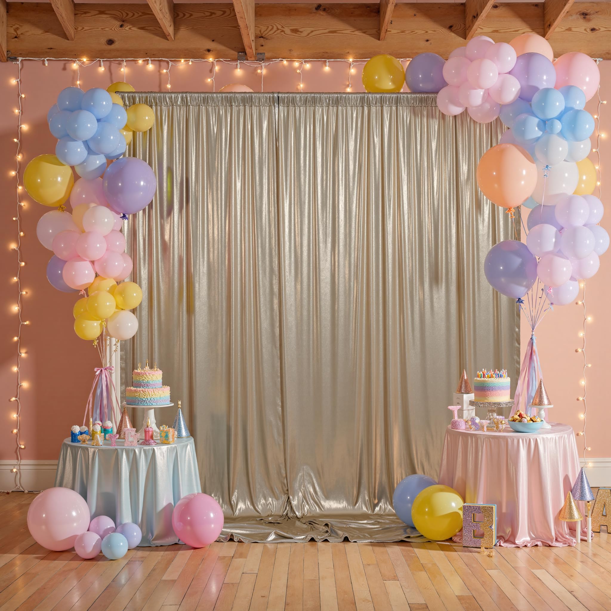3 x 3 m di spessore champagne glitter sfondo tende a pannelli per feste, senza pieghe, paillettes scintillanti, sfondo fotografico, 2 pannelli 1,5 x 3 m Shimmer Back Drop Cloth per matrimoni e