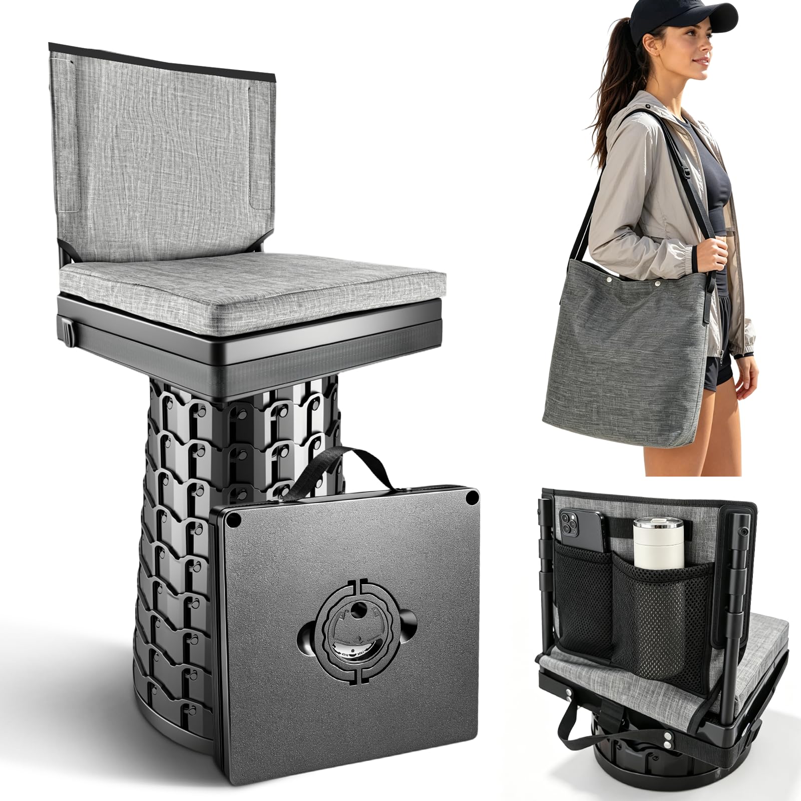 Photo 1 of Exogol Collapsible Stool with Backrest & Cushion