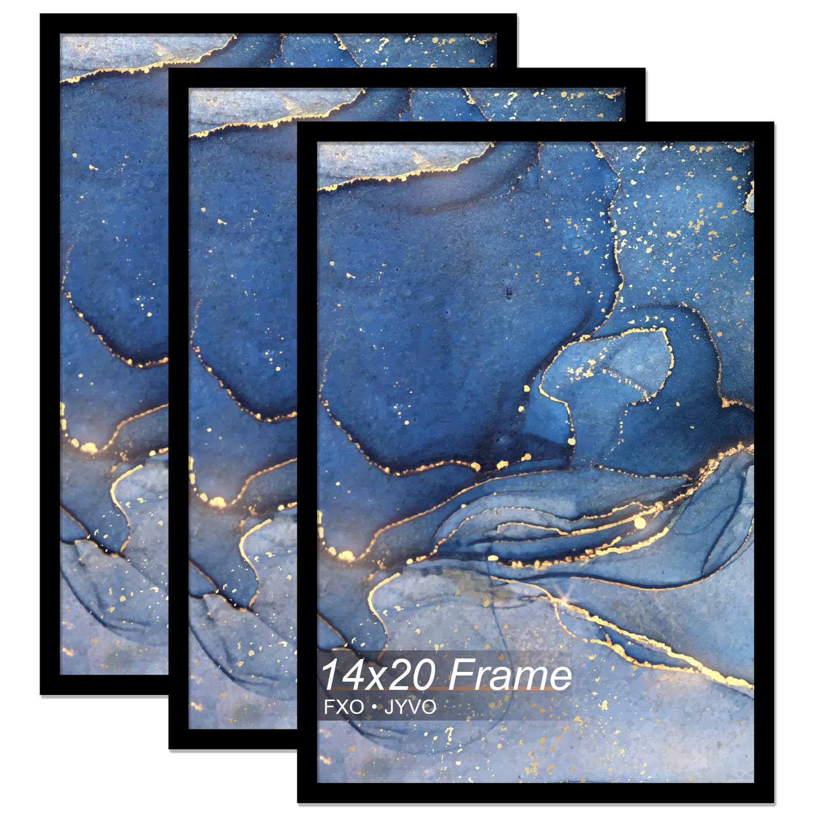Photo 1 of 14x20 Picture Frame Set of 3, Black Frame for 14 x 20 Inch Picture Poster Photo, Light Weight and High Transparent 14 by 20 Frame for Wall - 3 Pack/Black/14 x20 3 14x20