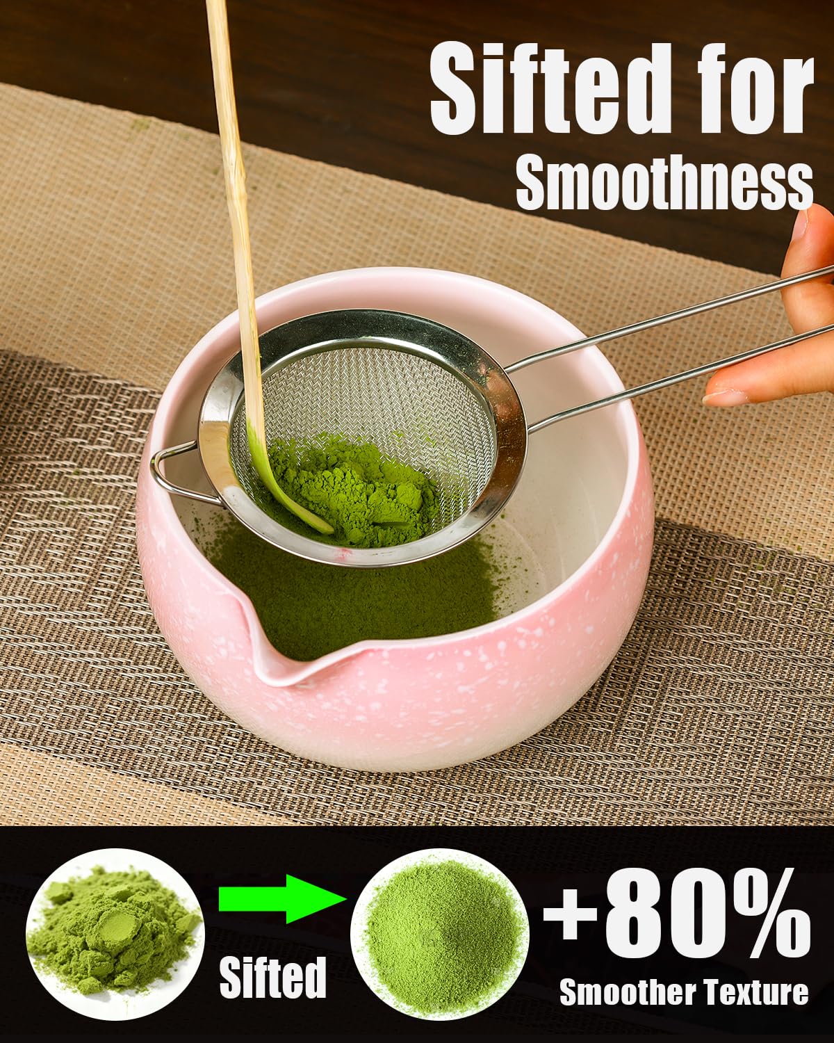 Matcha Set di 5 pezzi Premium Starter Set con ciotola (Chawan) e scopa, accessori per il tradizionale set da tè Matcha, 5PCS-MT062, 5PCS-MT062Z