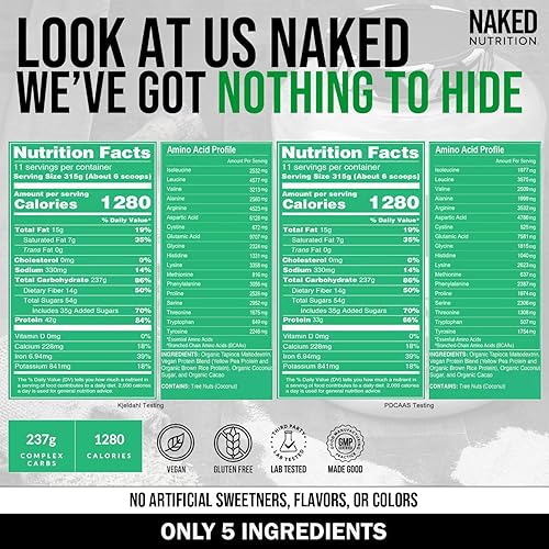 Miniatura 24 de NAKED Vegan Mass - Mantequilla de cacahuete de chocolate - 1,290 calorías, nada artificial, chocolate natural PB, proteína en polvo, sin OMG, sin