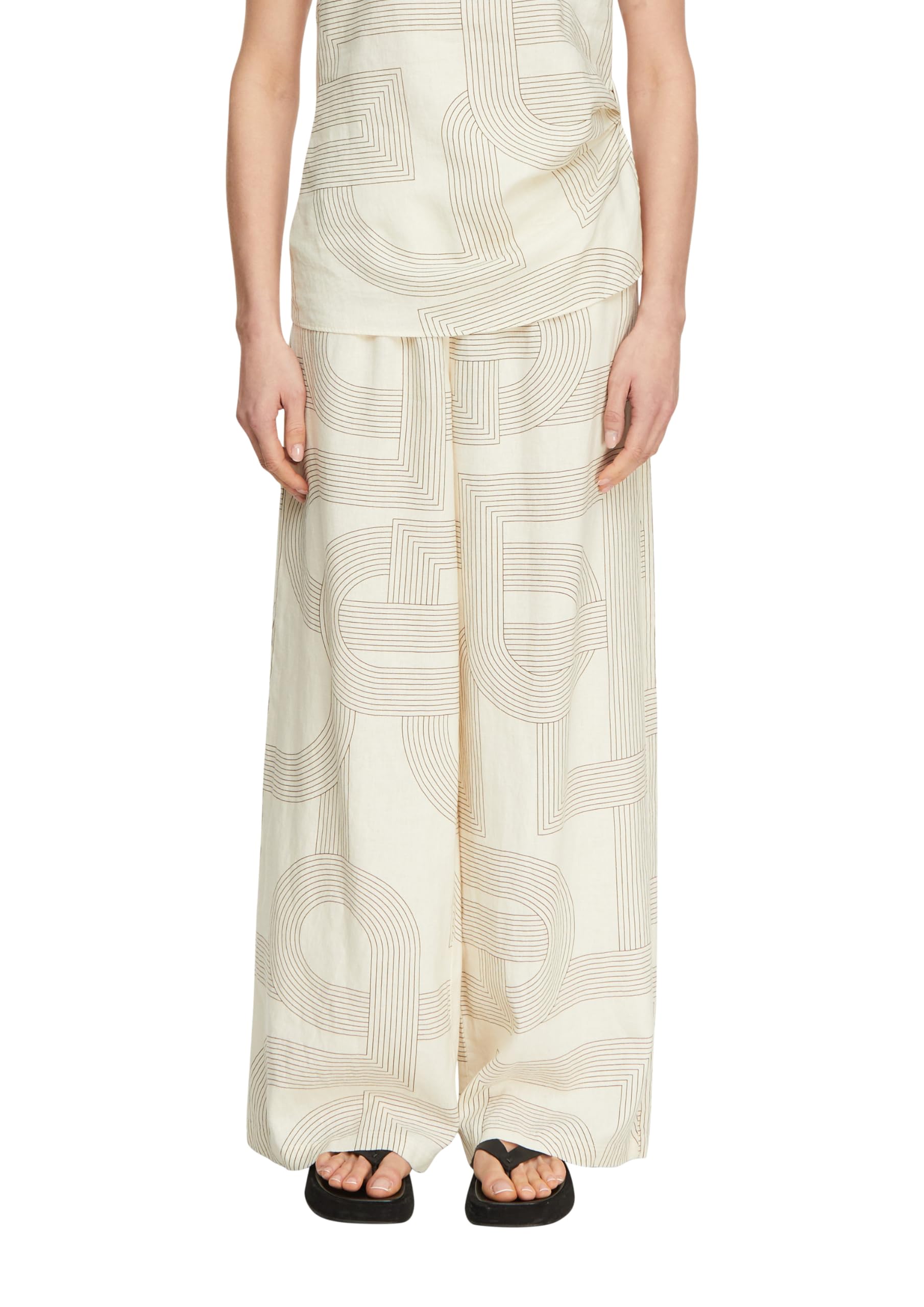 COMMA Wide-Leg-Hose aus Leinenmix mit Seitentaschen