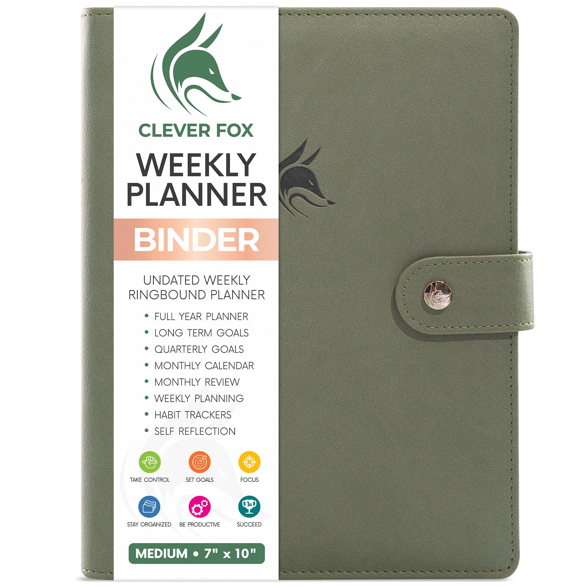 Clever Fox Weekly Planner, Appointment Planner for Time Management and Weekly Tasks, Organizer for Work and Life, with To-Do List and Habit Tracker, Undated, 7"x9" Hardcover — image 1