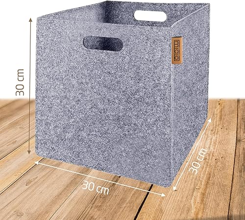 Miniatura 3 de Cestas de almacenamiento para estantes, fieltro y cuero, juego de 4 cubos, 12 x 12 x 12 pulgadas, cestas para organización de armario, cubos Kallax