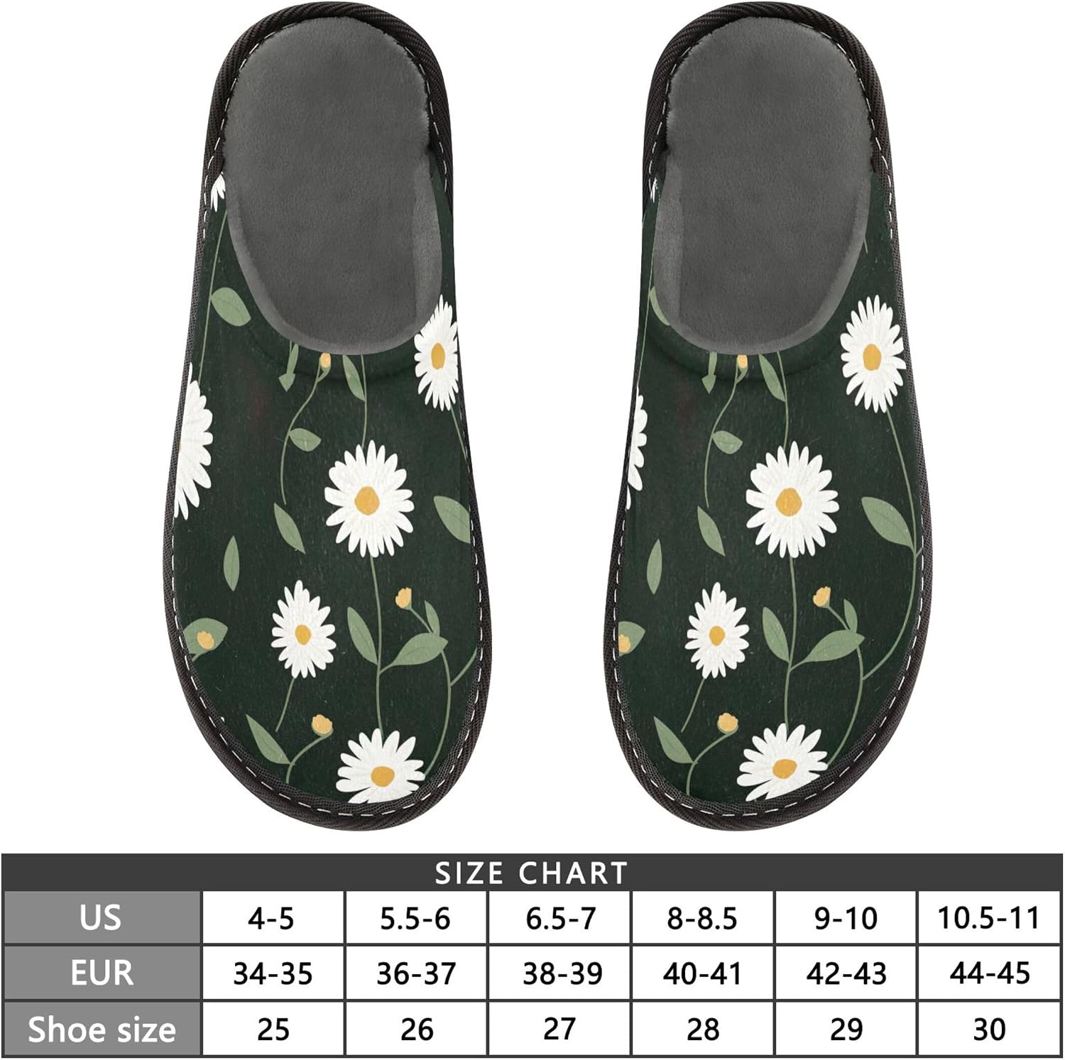 Daisy Flowers House Slippers – Cozy Fuzzy Slippers for Guests, Washable & Disposable, Perfect for Shoeless Home, Spa & Hotel Use A111424