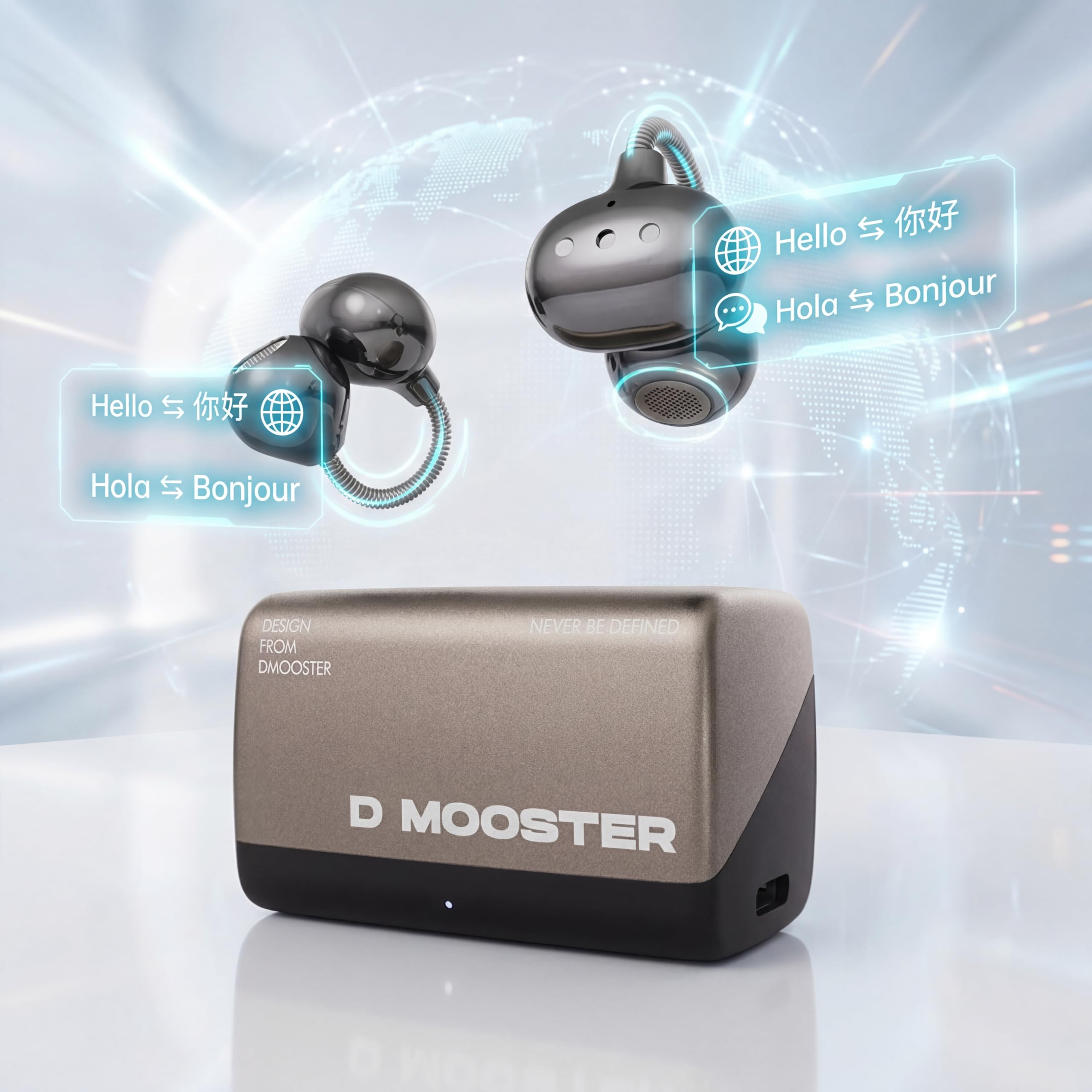 OHAANYY Dmooster D95 Cuffie clip-on Open-Ear Bluetooth 6.0 Sport | Auricolari senza fili con traduzione AI in 68 lingue, batteria 20h, impermeabili IPX6, mini auricolari