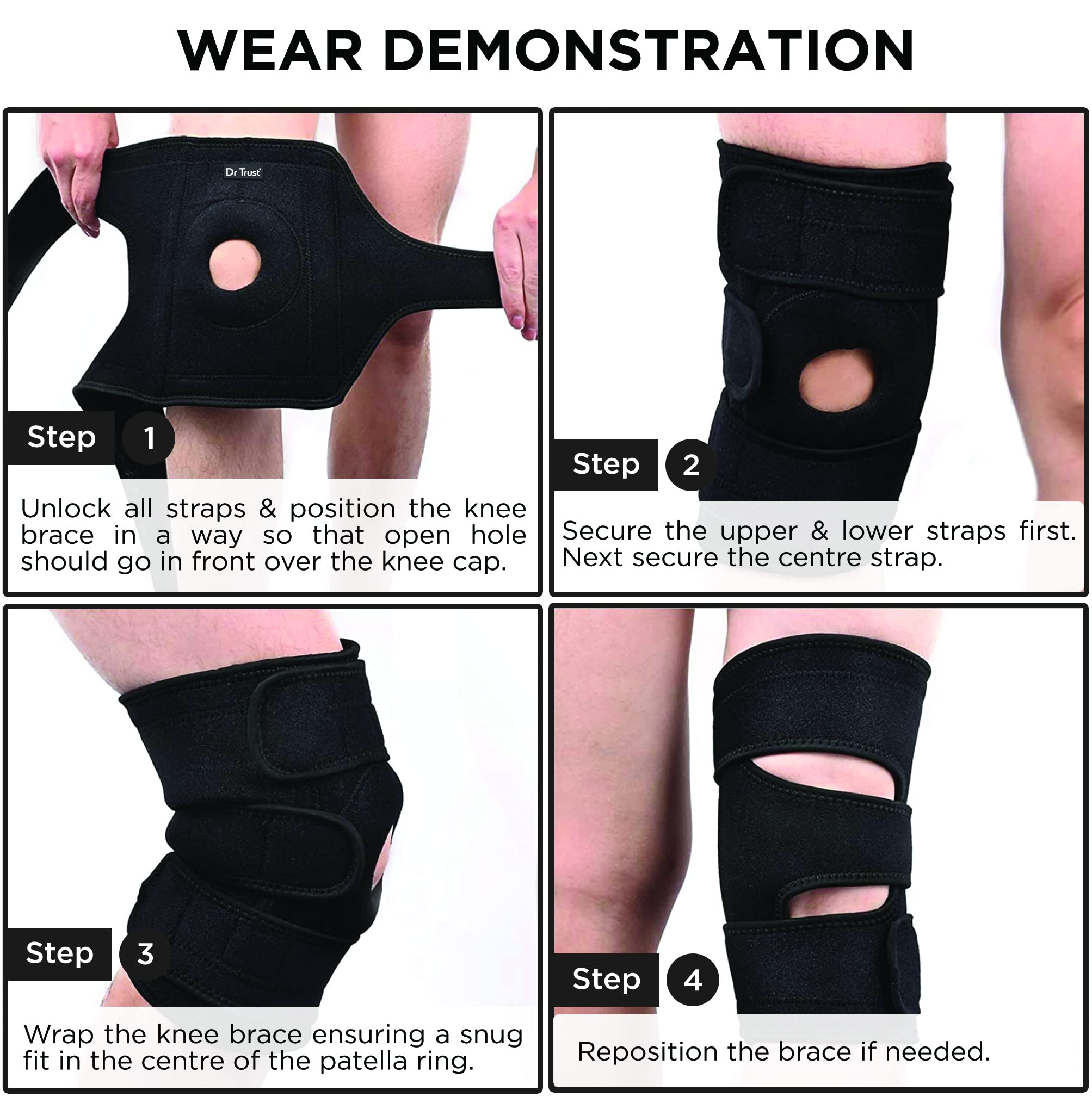 Dr Trust Usa Adjustable Knee Protector With Open Patella Men