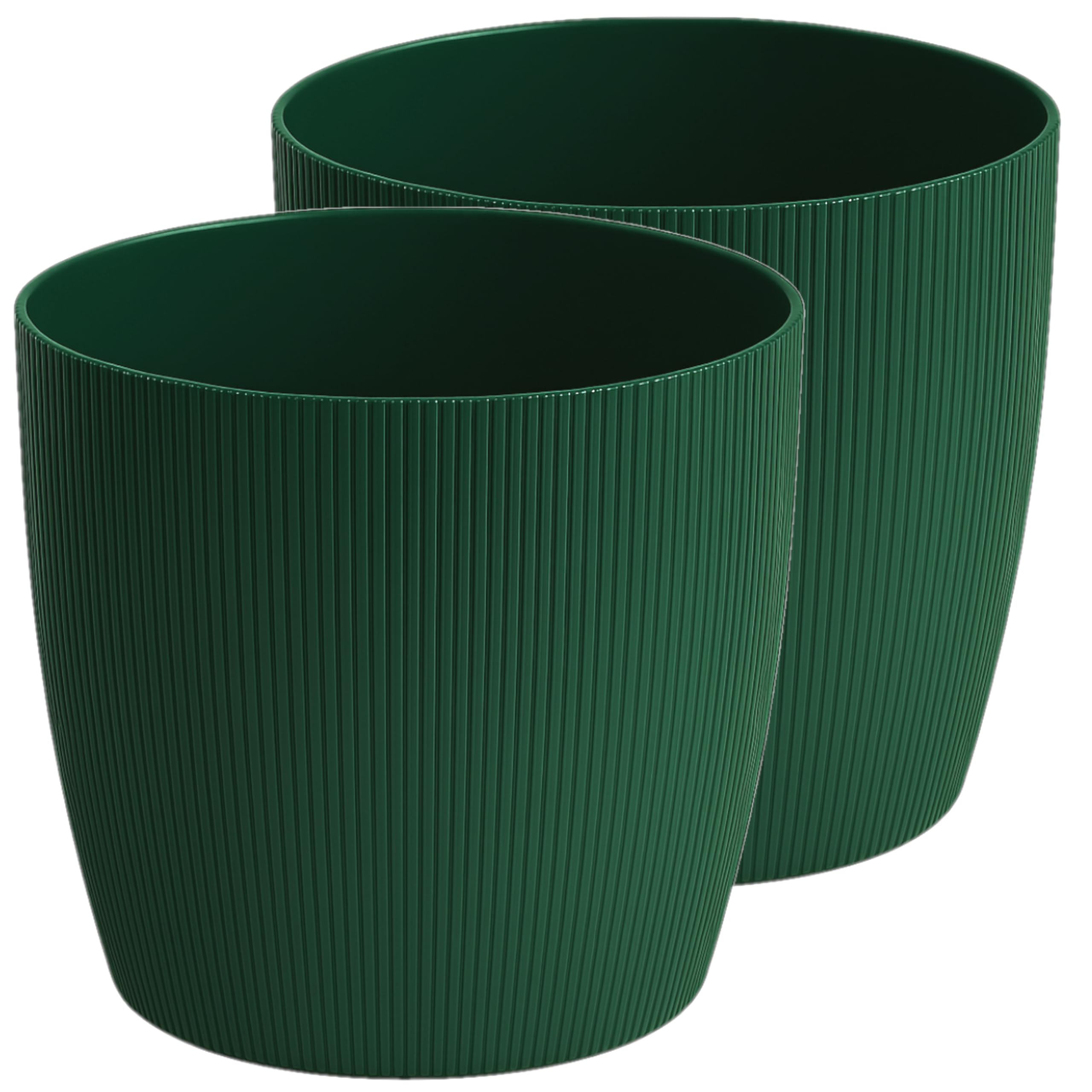 Home Garden Ornaments Green Plant Pots Indoor – 2 Striped Plastic Plant Pots, Modern Design Indoor Plant Pots For Houseplants (, 15.5Cm / 6.1 Inch)