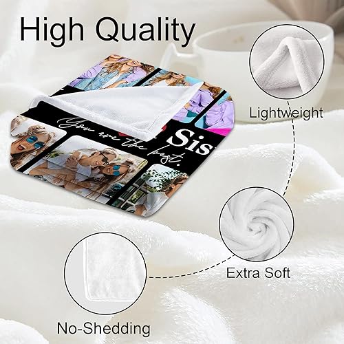 Miniatura 6 de D-Story Manta personalizada para mi hermana, regalos para hermana de parte de hermana, manta de fotos personalizada como regalo de cumpleaños para