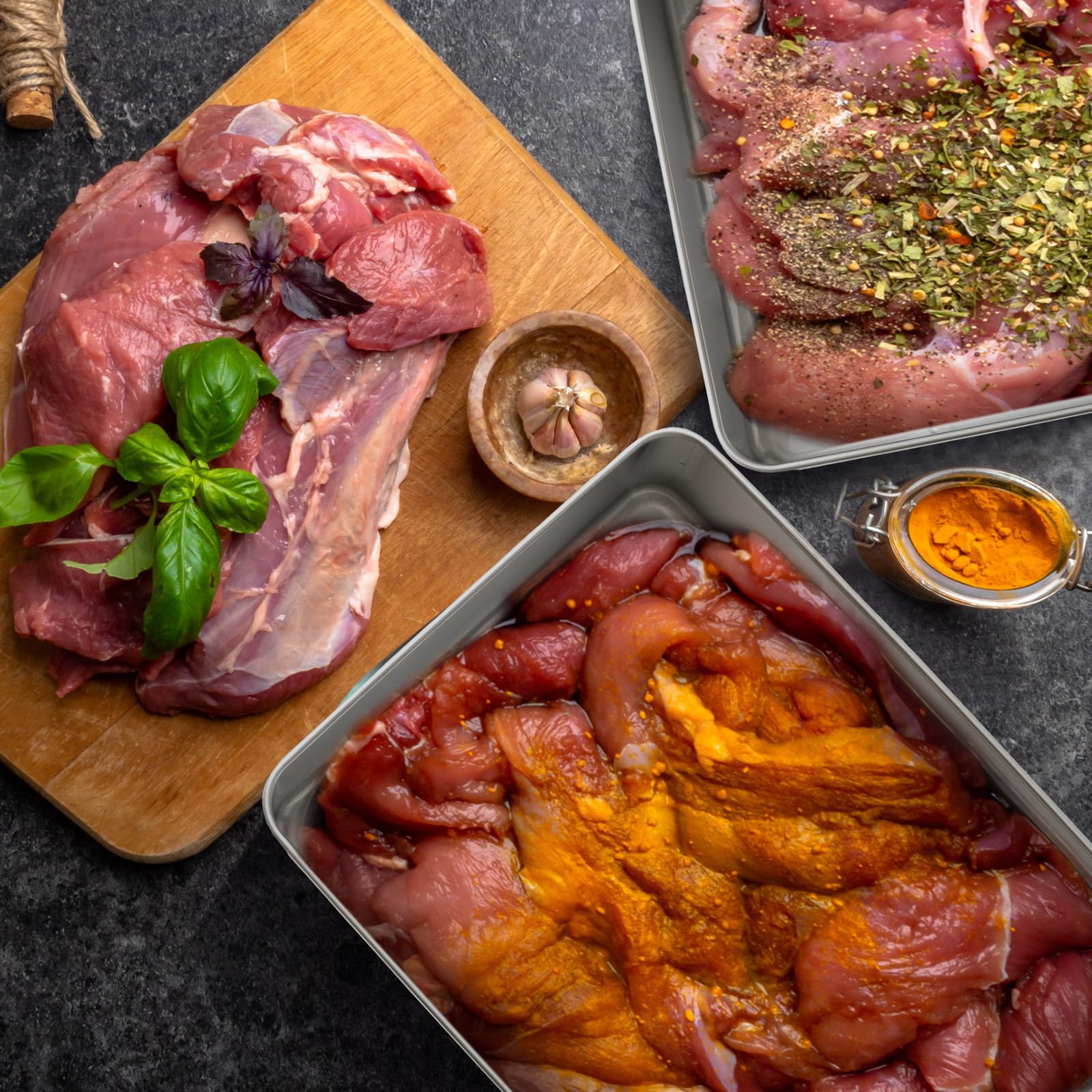 Hushee 3er-Set Behälter aus 304 Edelstahl für Kühlschrank, mit herausnehmbarer Ablaufschale, luftdichter Lebensmittelbehälter mit Deckel für Obst, Speck, Delikatessen, Fleisch, frische Aufbewahrung