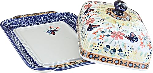 Miniatura 2 de Blue Rose Polaco Cerámica Azul Mariposa Grande Mantequera