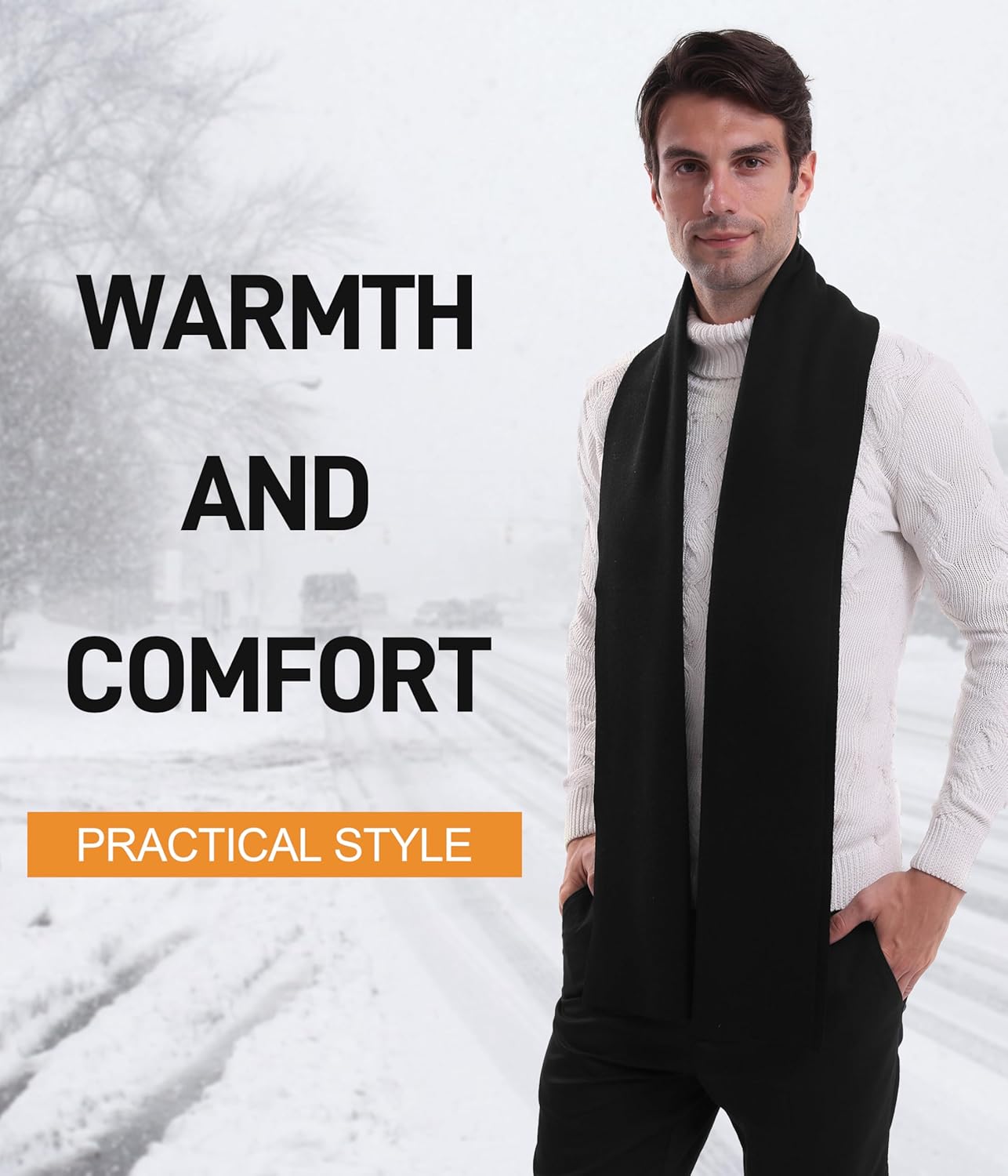 Scarf for Men,100% Merino Wool Mens Scarf Winter,Warm Soft Cashmere Australian Wool Scarves for Cold Weather - Image 4
