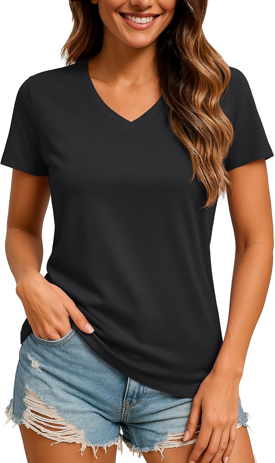 TACVASEN Women's V-Neck T Shirts Short Sleeve UPF 50+ Sun Protection Performance Quick Dry Athletic Workout Tee Tops