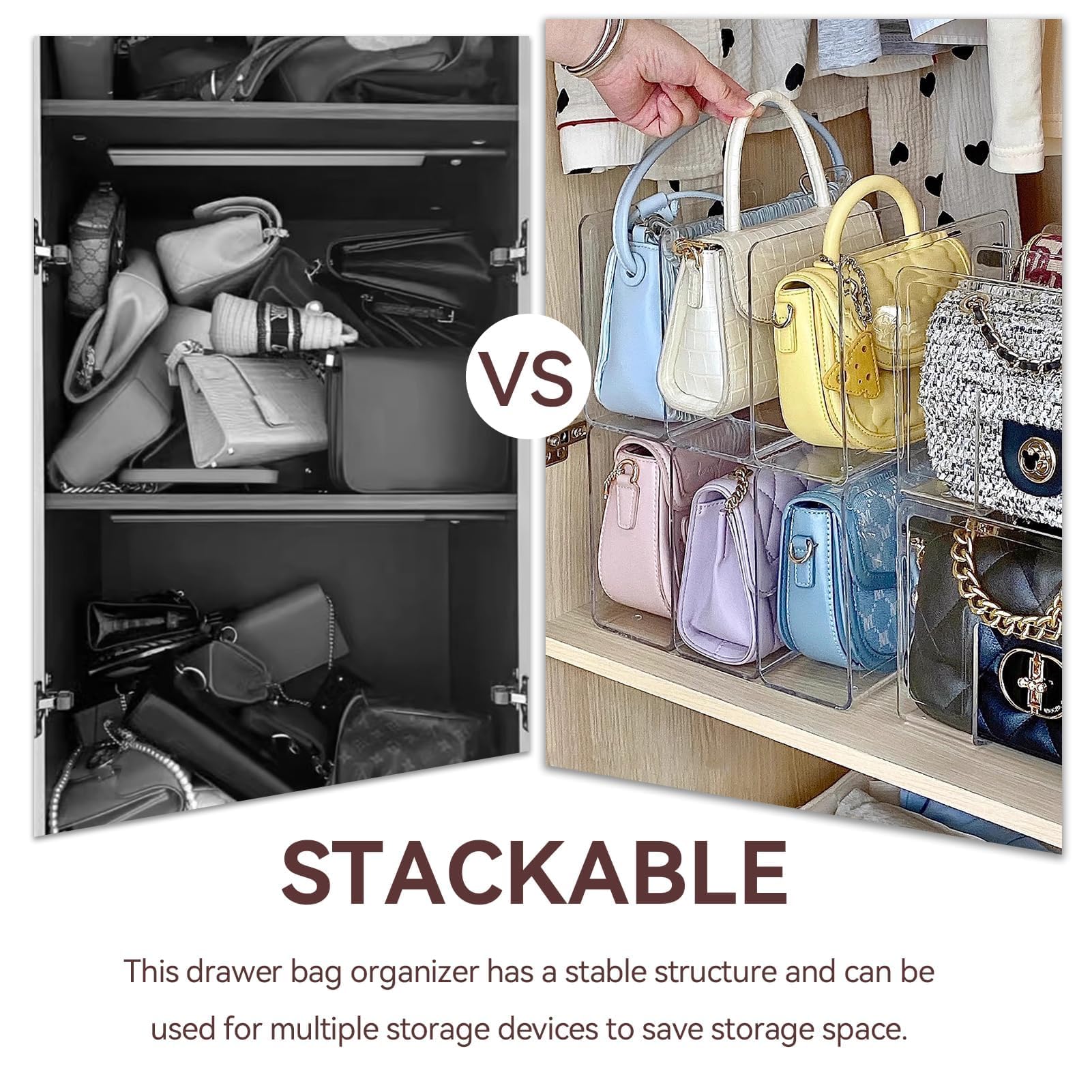 Organizador De Bolsos Con 4 Compartimentos, Soporte De Acrílico Transparente Para Bolsos, Organizador De Bolsos, Organizador De Bolsas, Soporte Para Bolsos De Mano Bolsos Tote Libros 14 X 9 Pulgadas