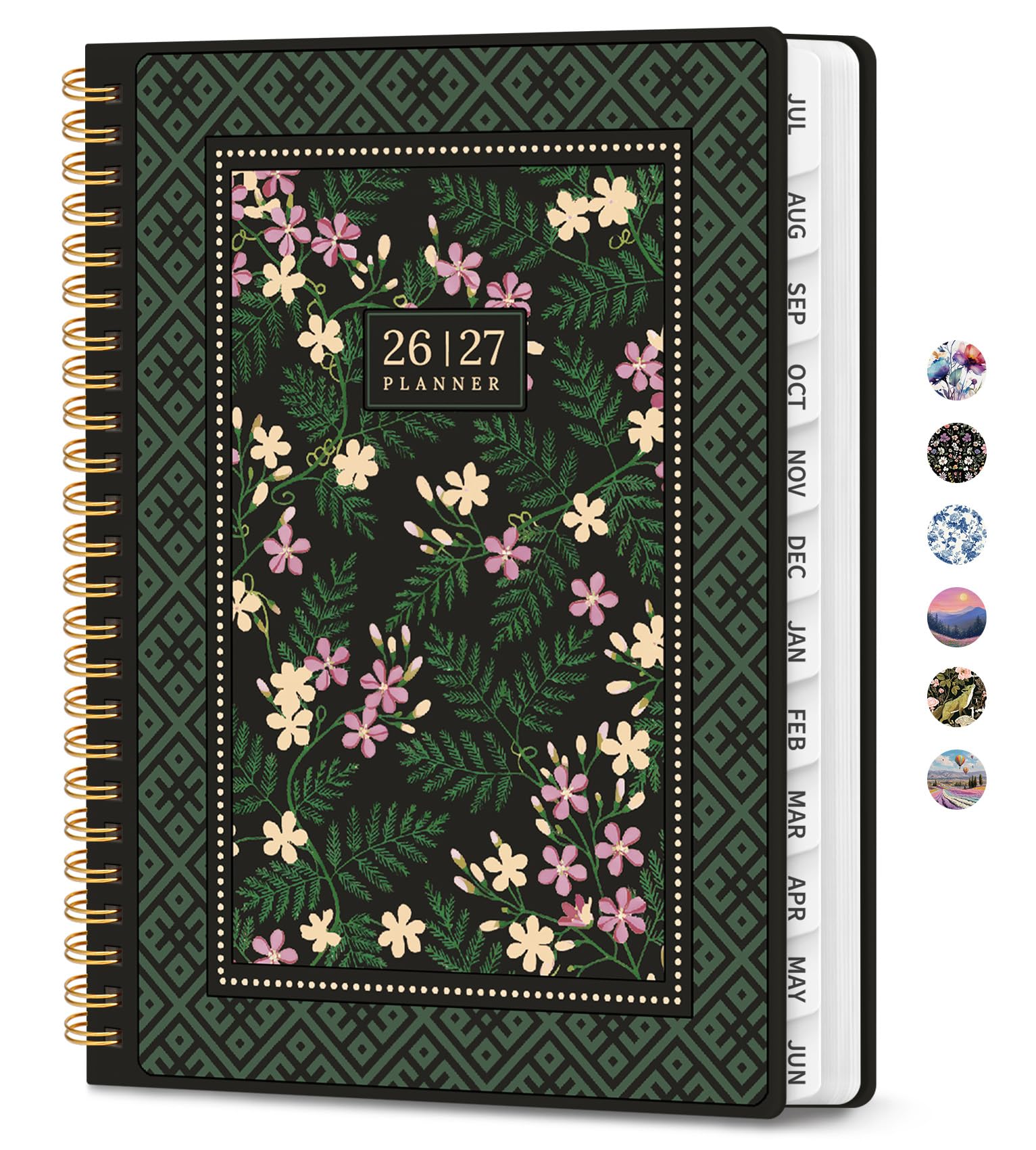 Academic Planner 2026–2027, Monthly and Weekly Calendar Planner for Women, July 2026 – June 2027, Pretty Hardcover Planner with Tabs and Pocket for School Office Home Supplies, 6.3" x 8.5" - Forest