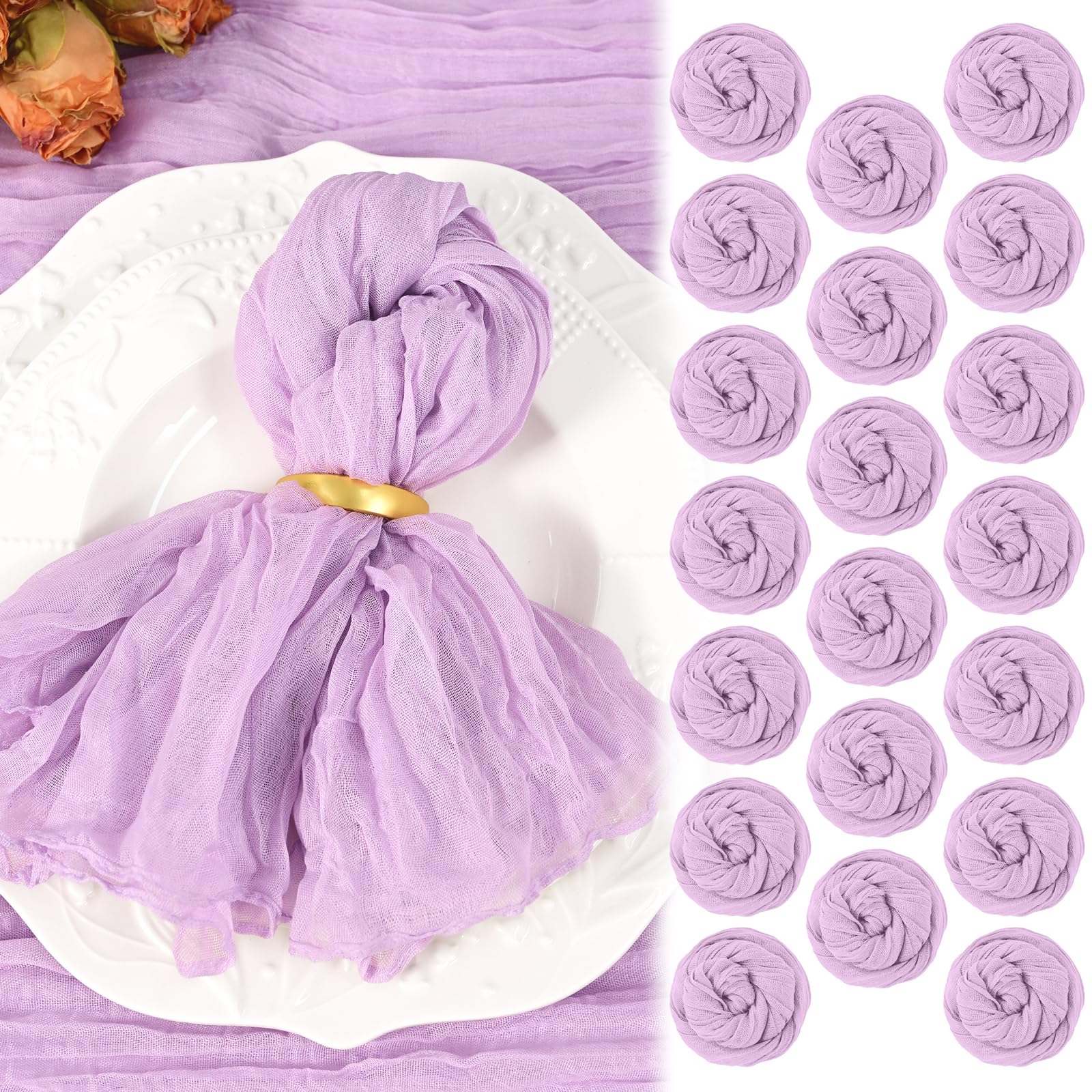 Serviettes en étamine lilas pour décoration de mariage fête prénatale et anniversaire