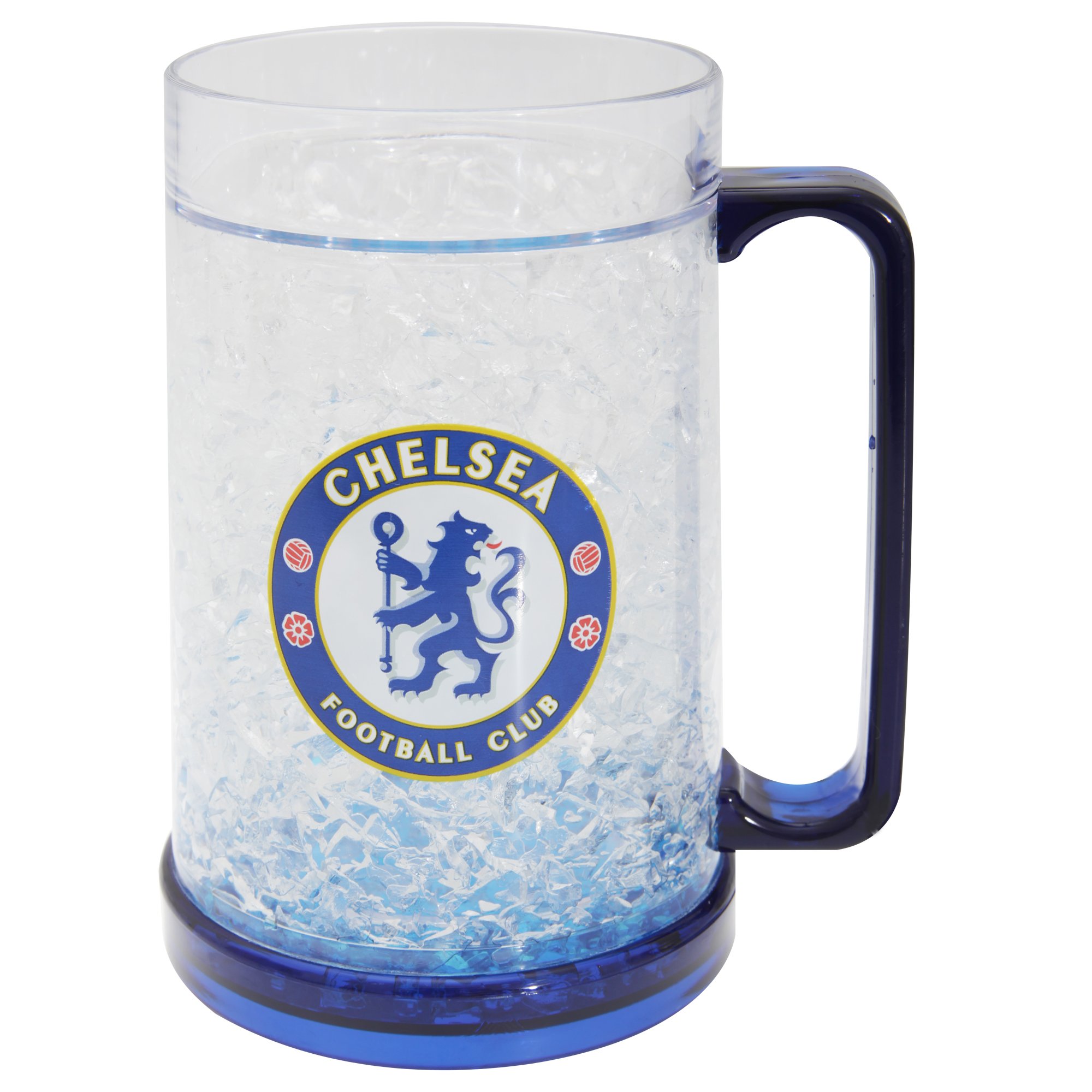 Chelsea FC Official Football Crest Freezer Mug (One Size) (Clear/Blue)