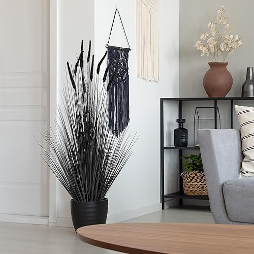 Miniatura 10 de KOL Caña de hierba artificial de cola de caballo de 47.2 pulgadas, planta de césped artificial para interiores y exteriores, plantas artificiales