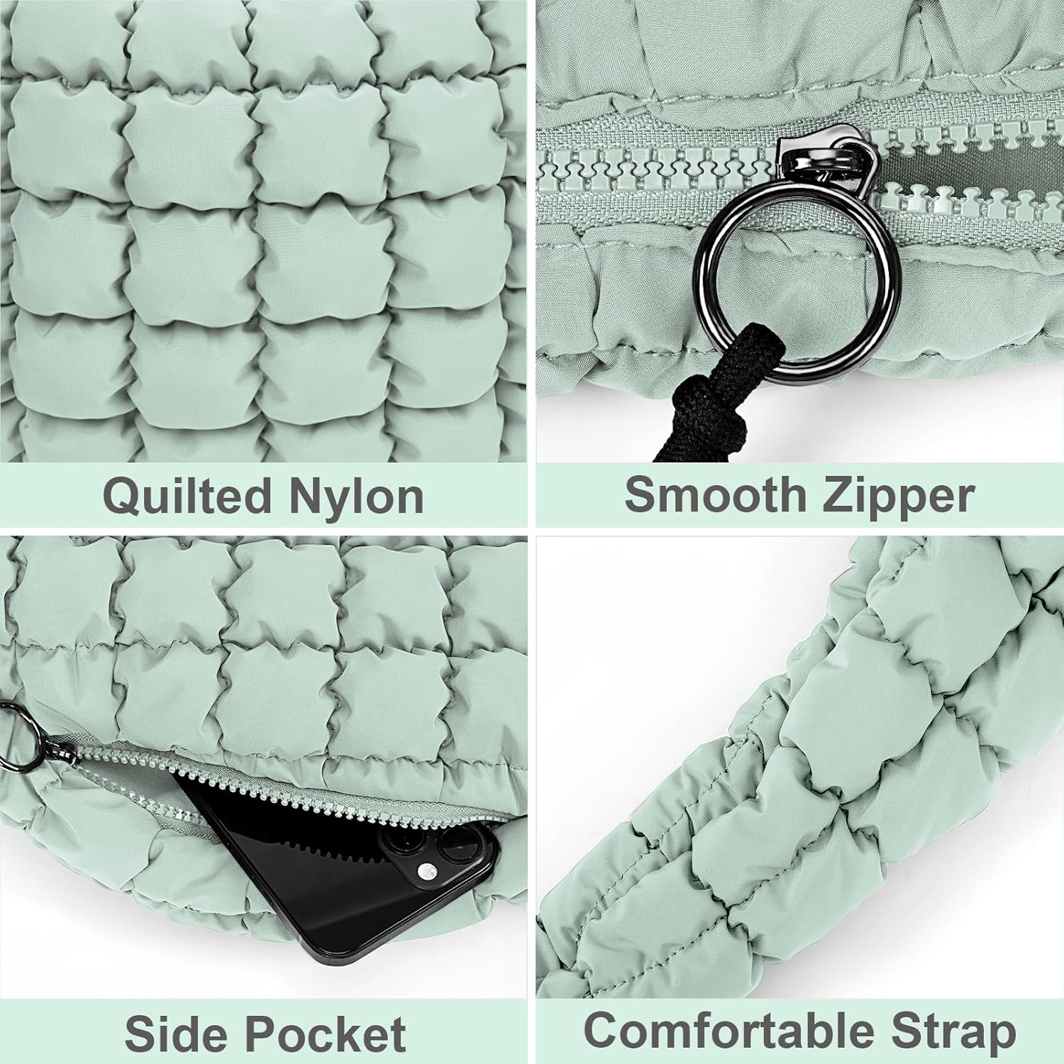 Juoxeepy Quilted Tote Bag Large Carryall Puffer Shoulder Bag Lightweight Padding Hobo Bag - Image 5