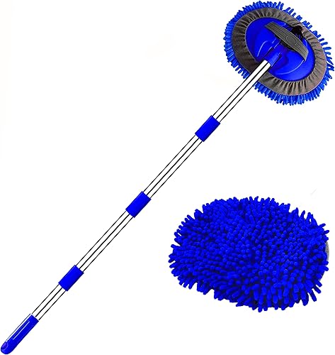WillingHeart - Mopa con mango de 63 pulg de longitud y mitón con cepillo para lavar vehículos, camiones, todoterreno, caravanas, limpiador 2 en 1 de