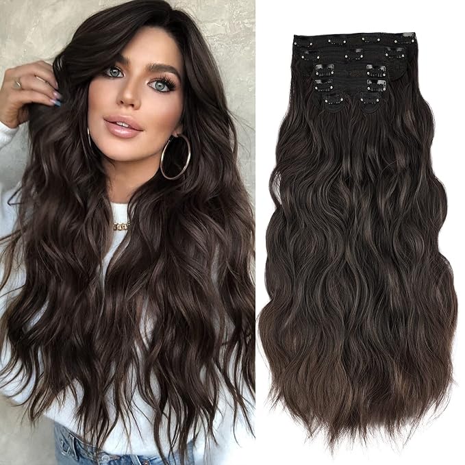 NAYOO Clip in Hair Extensions for Women 20 Inch Long Wavy