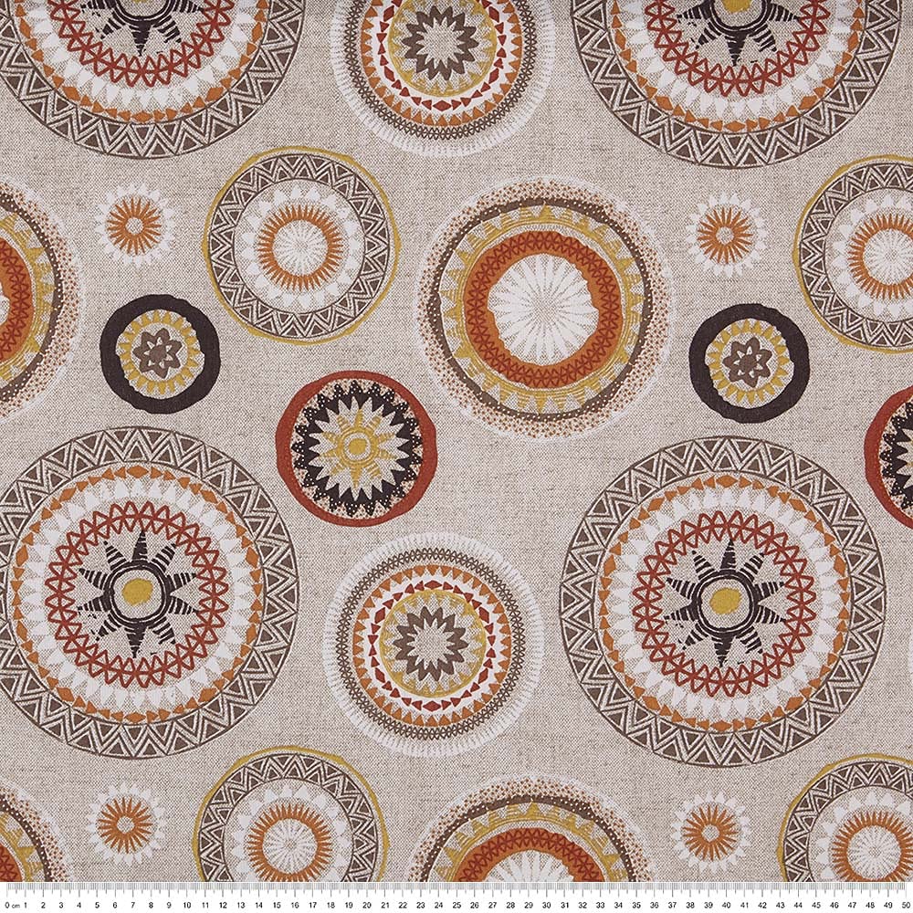 Kt KILOtela - Printed Canvas Fabric - Polycotton - Size: 100 cm length x 280 cm width, Mandalas Martini, 100 x 280 cm
