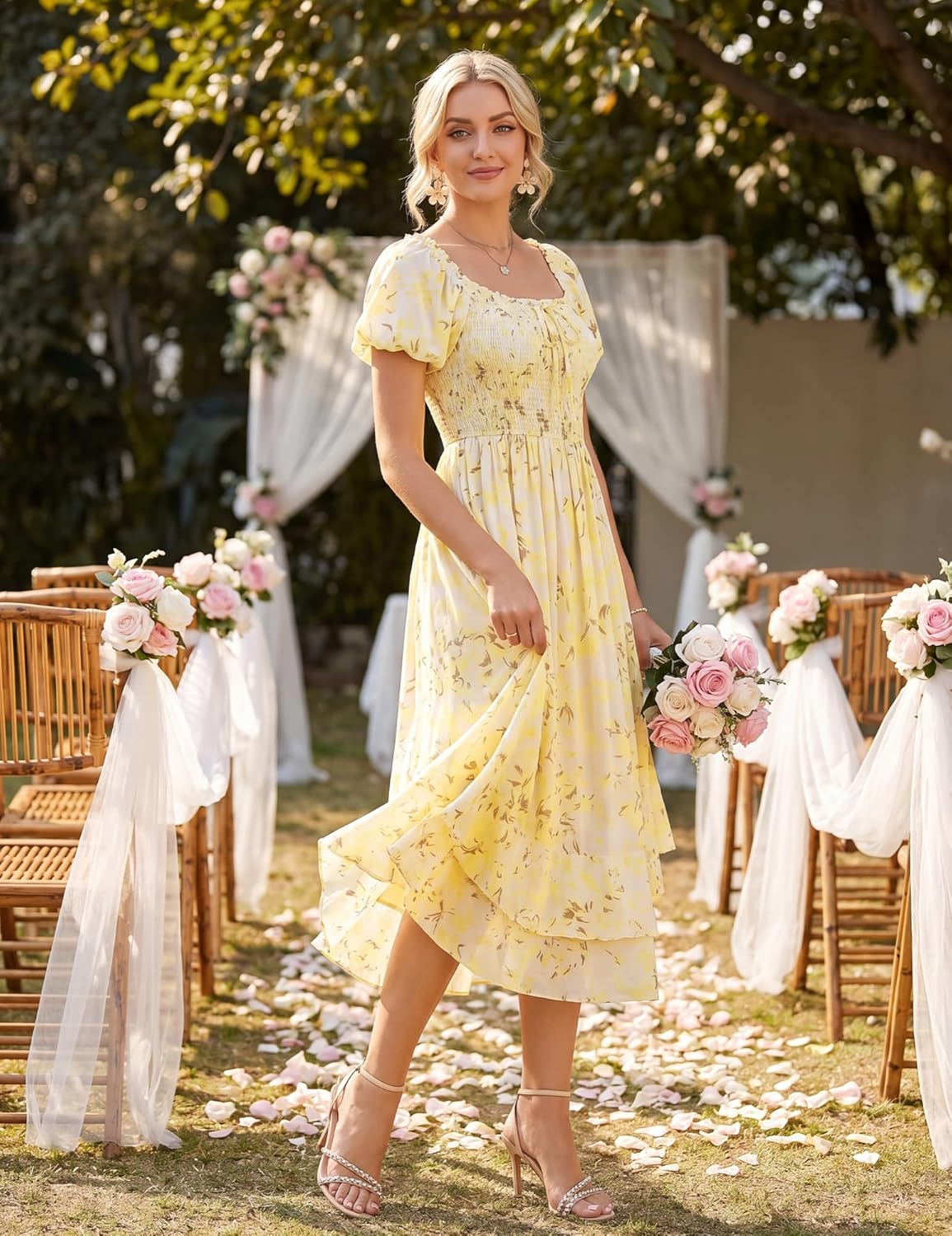 GRACE KARIN Womens Summer Floral Maxi Dress 2026 Flowy Wedding Guest Dress A Line Boho Dresses Fashion Clothing with Pockets